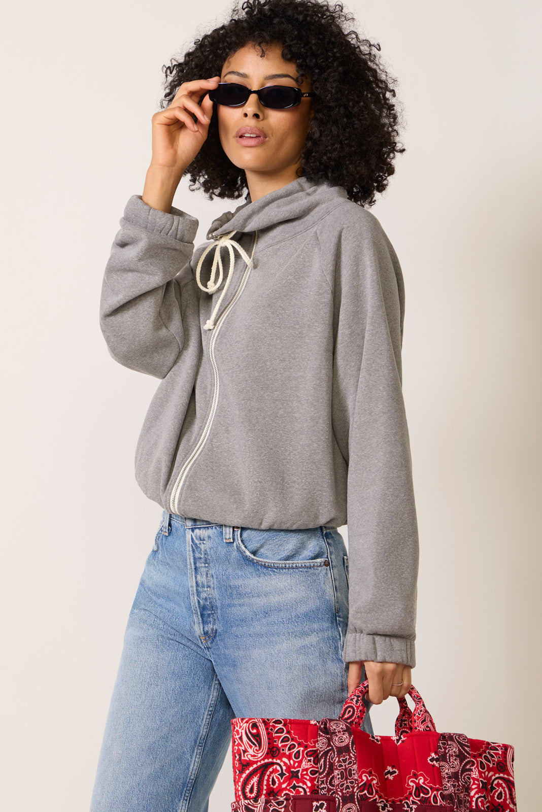 Funnel Neck Full Zip Sweatshirt