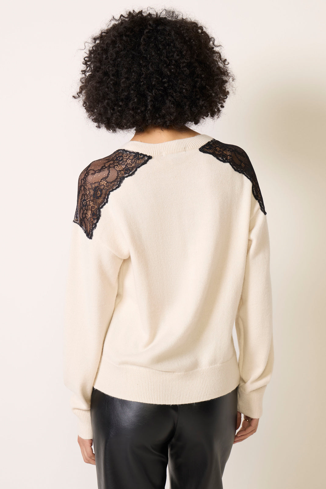 Lace Detail V Neck Sweater