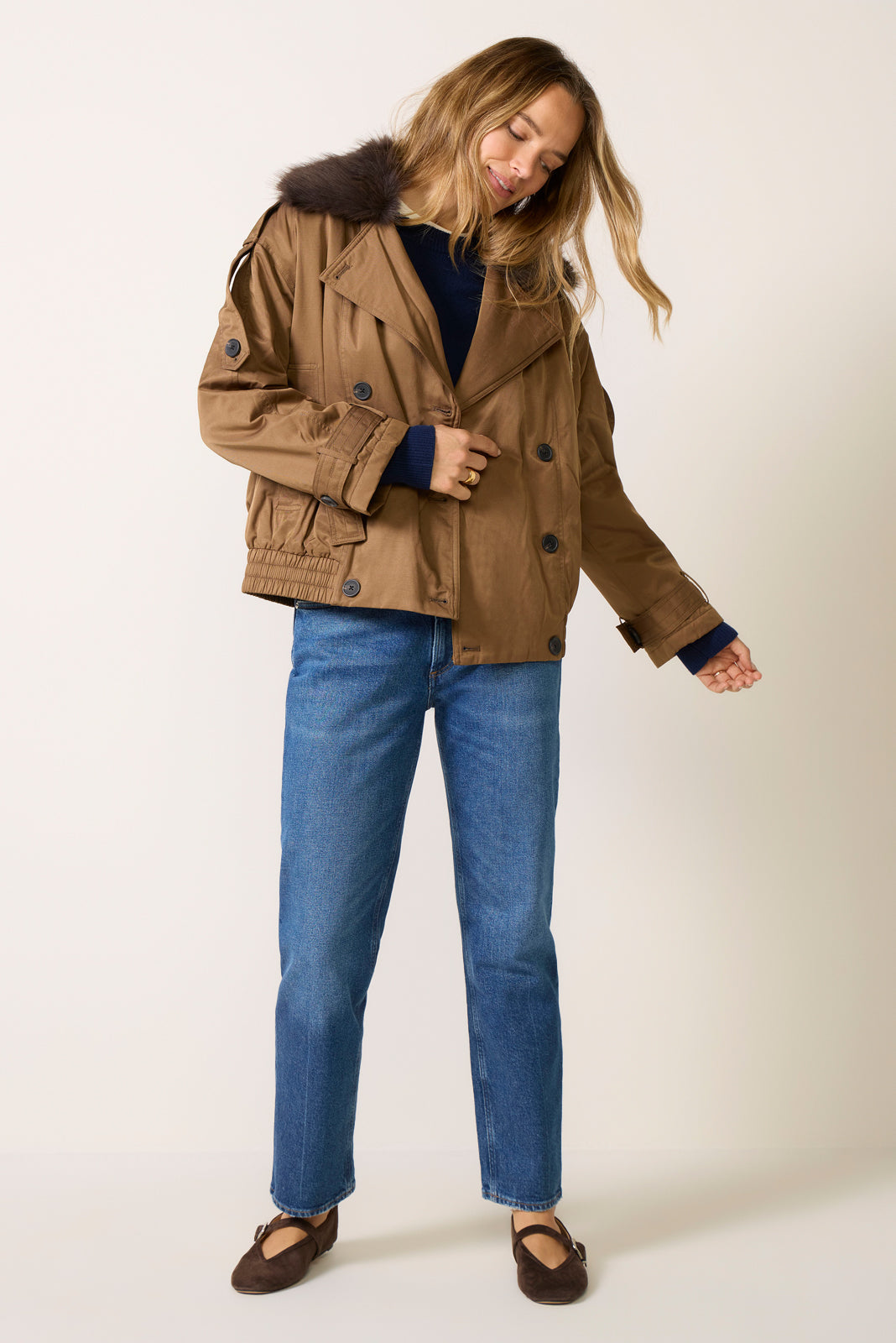 Fur Collar Trench Jacket