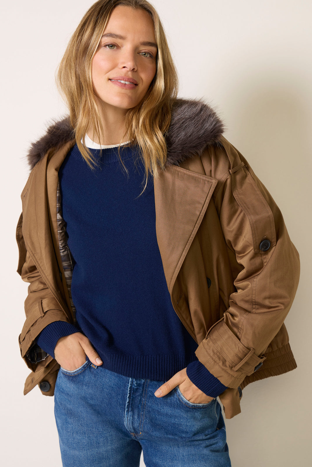 Fur Collar Trench Jacket