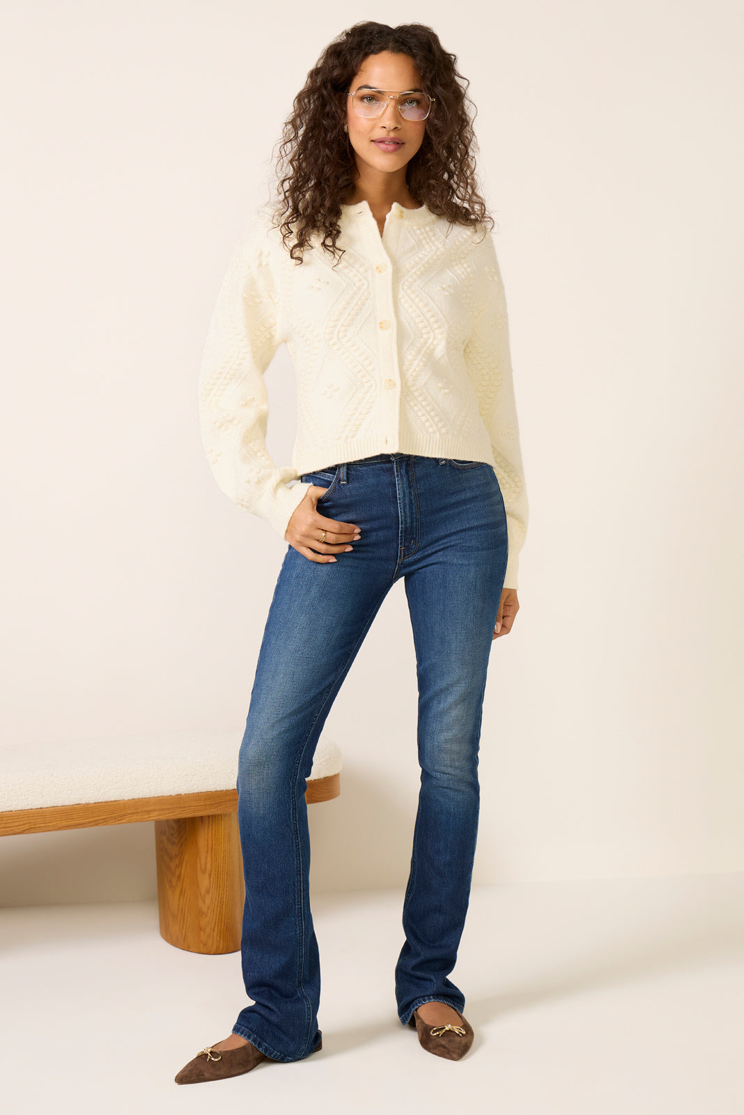 Kitty Bobble Crew Cardigan