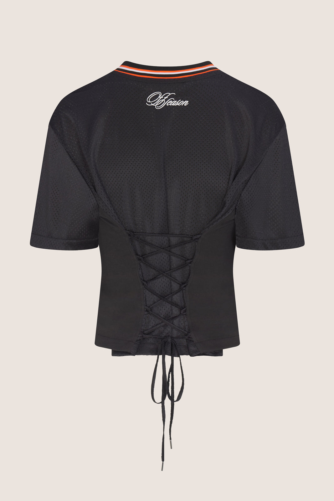 Femme V Neck Lace Back Tee