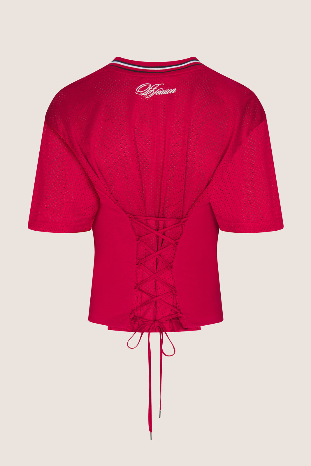 Femme V Neck Lace Back Tee