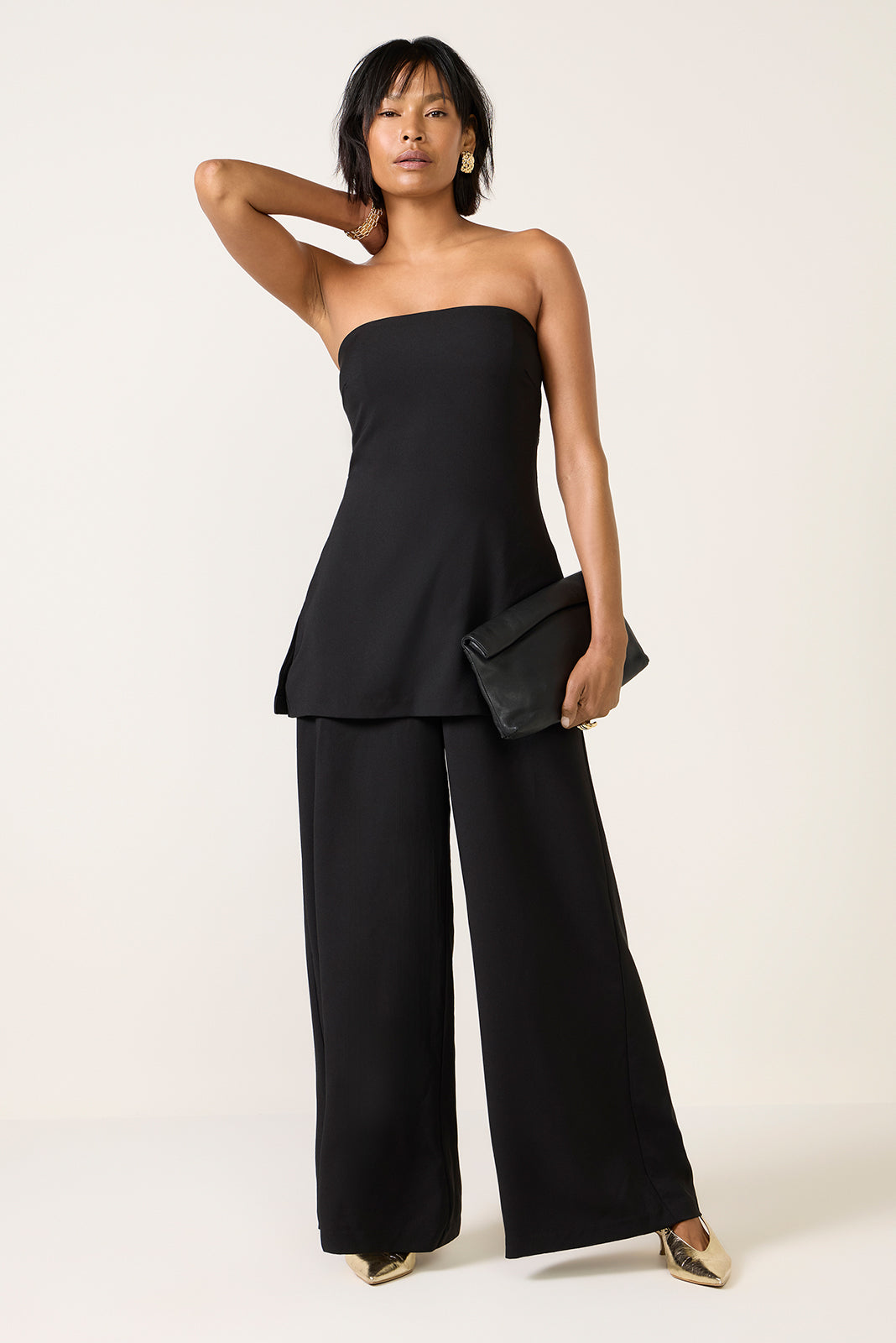 dress pants jumpsuit HUTCH Women's Jess Strapless Jumpsuit, Size Small, Black