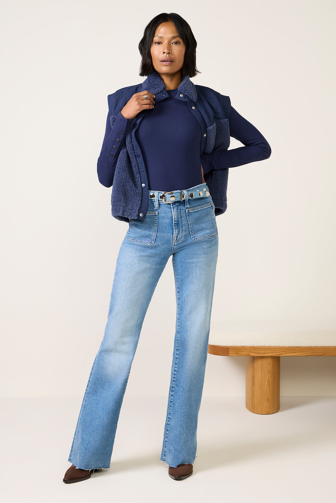 Rilo Ribbed Snap Long Sleeve Top