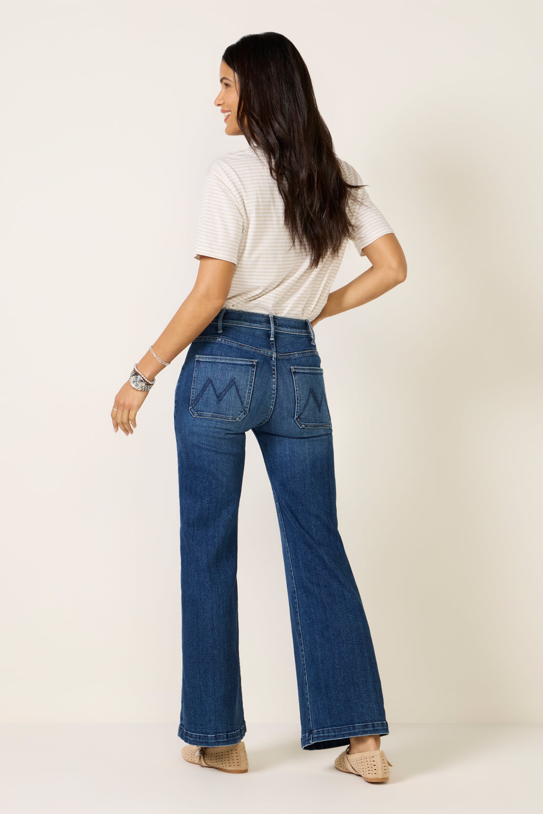 Hustler Roller Patch Pocket Skimp Wide Leg Jean