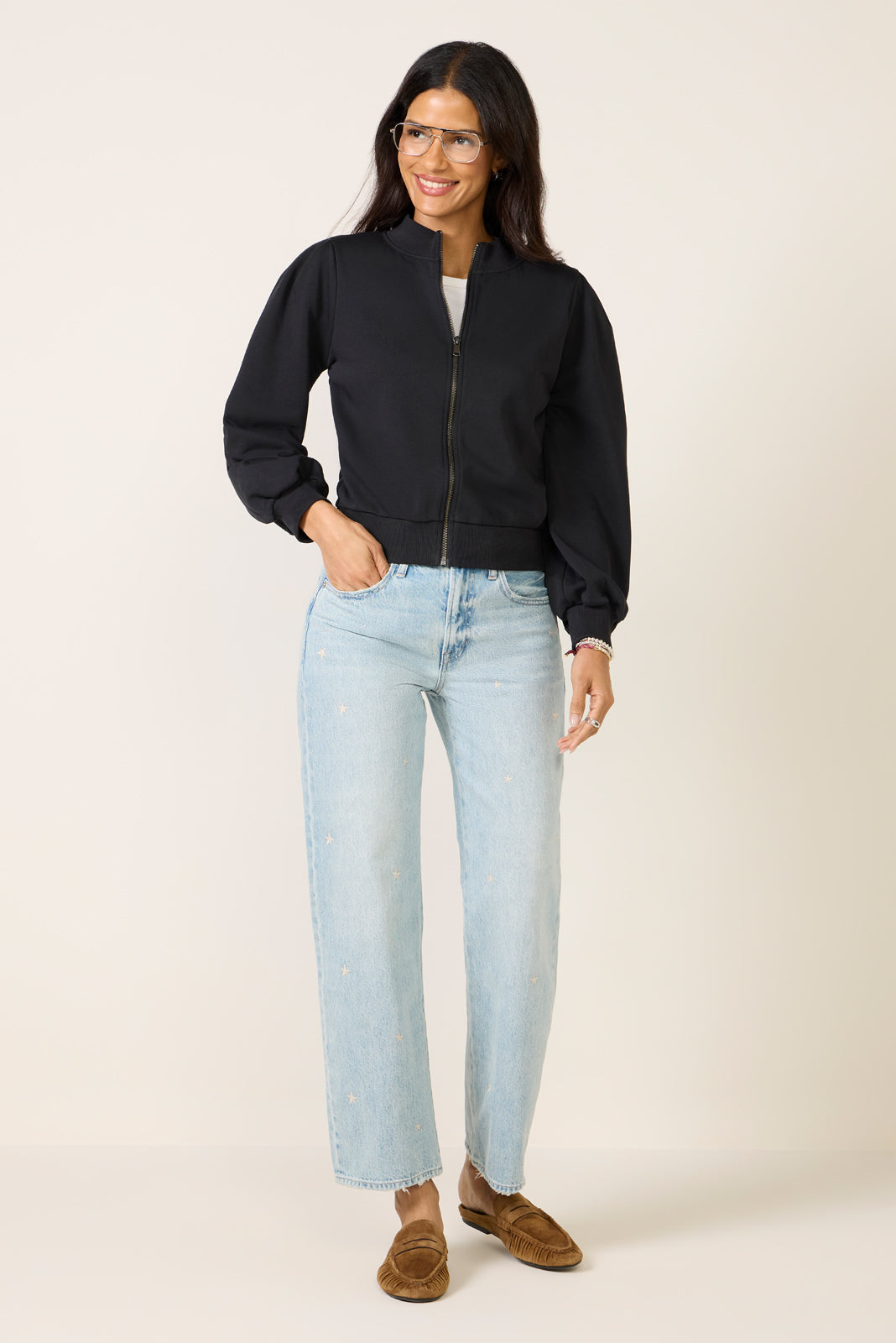 Jaci Puff Zip Up Top