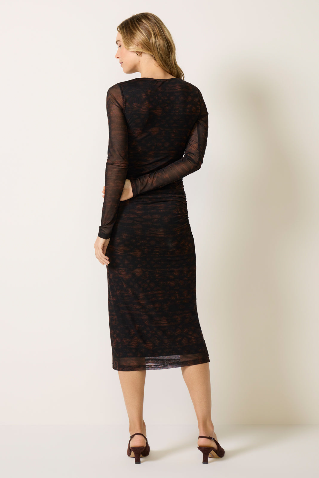 Leighton Long Sleeve Mesh Midi Dress