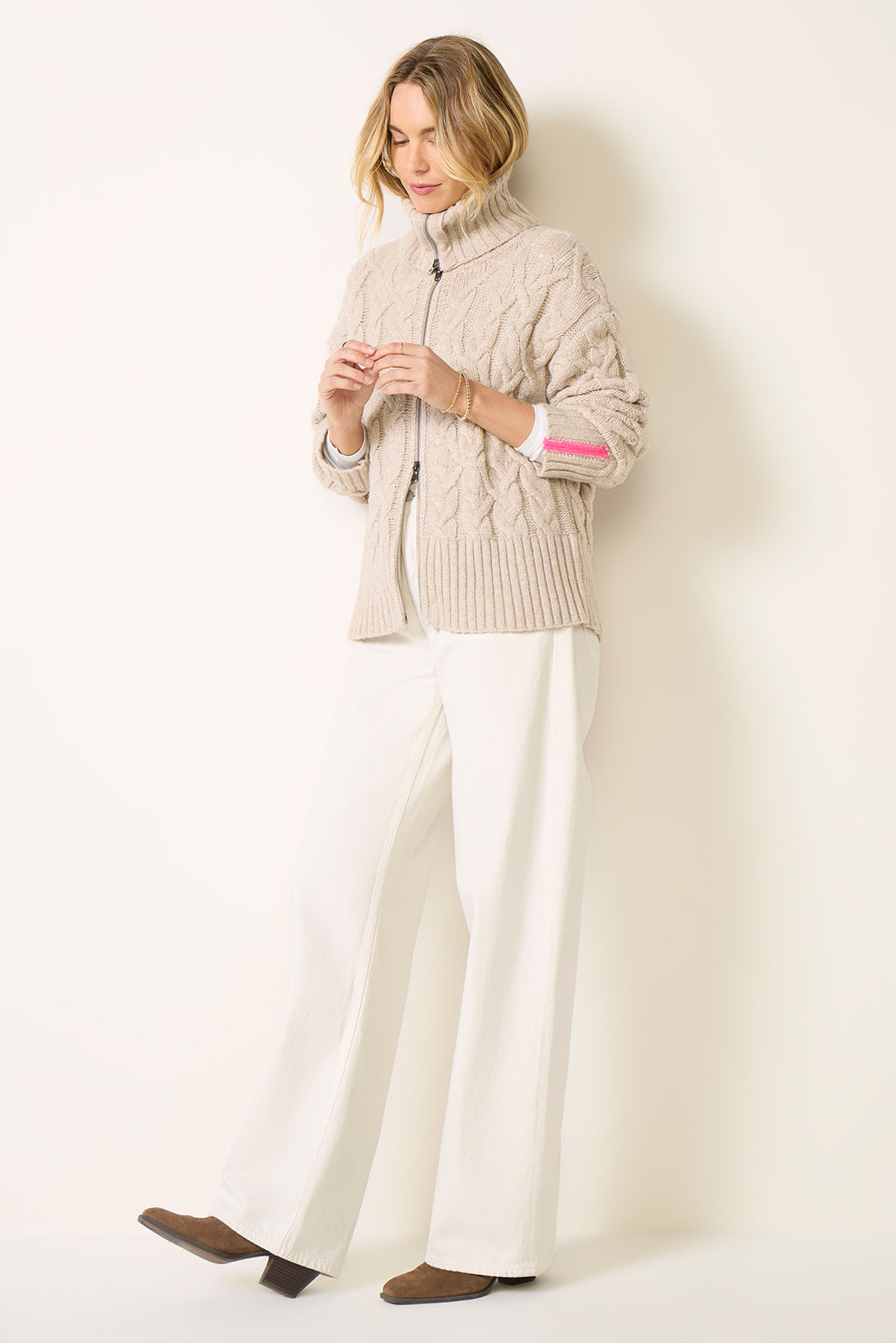 Snowbabe Cable Full Zip Sweater