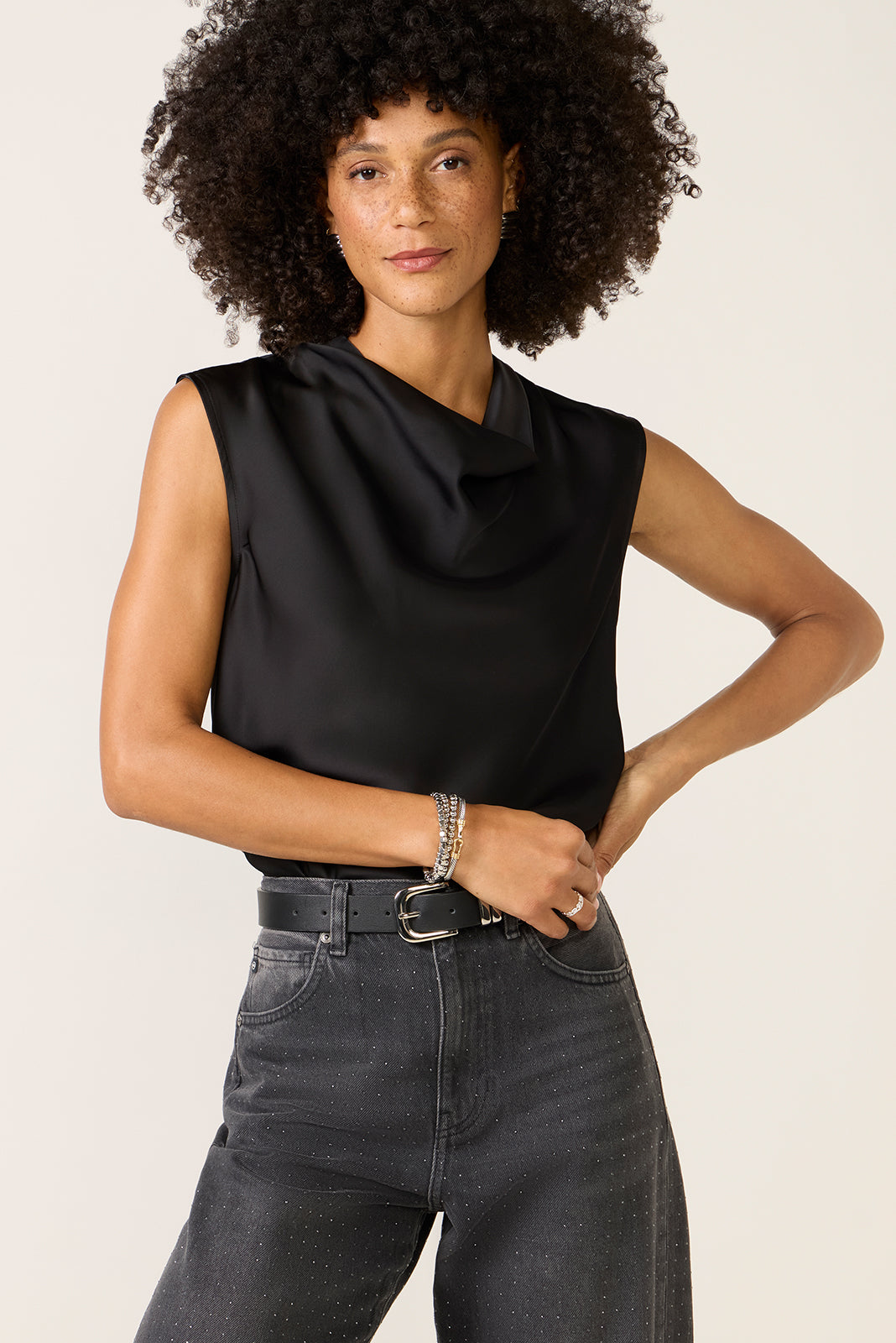 Better Than Silk Sleeveless Cowl Neck Top