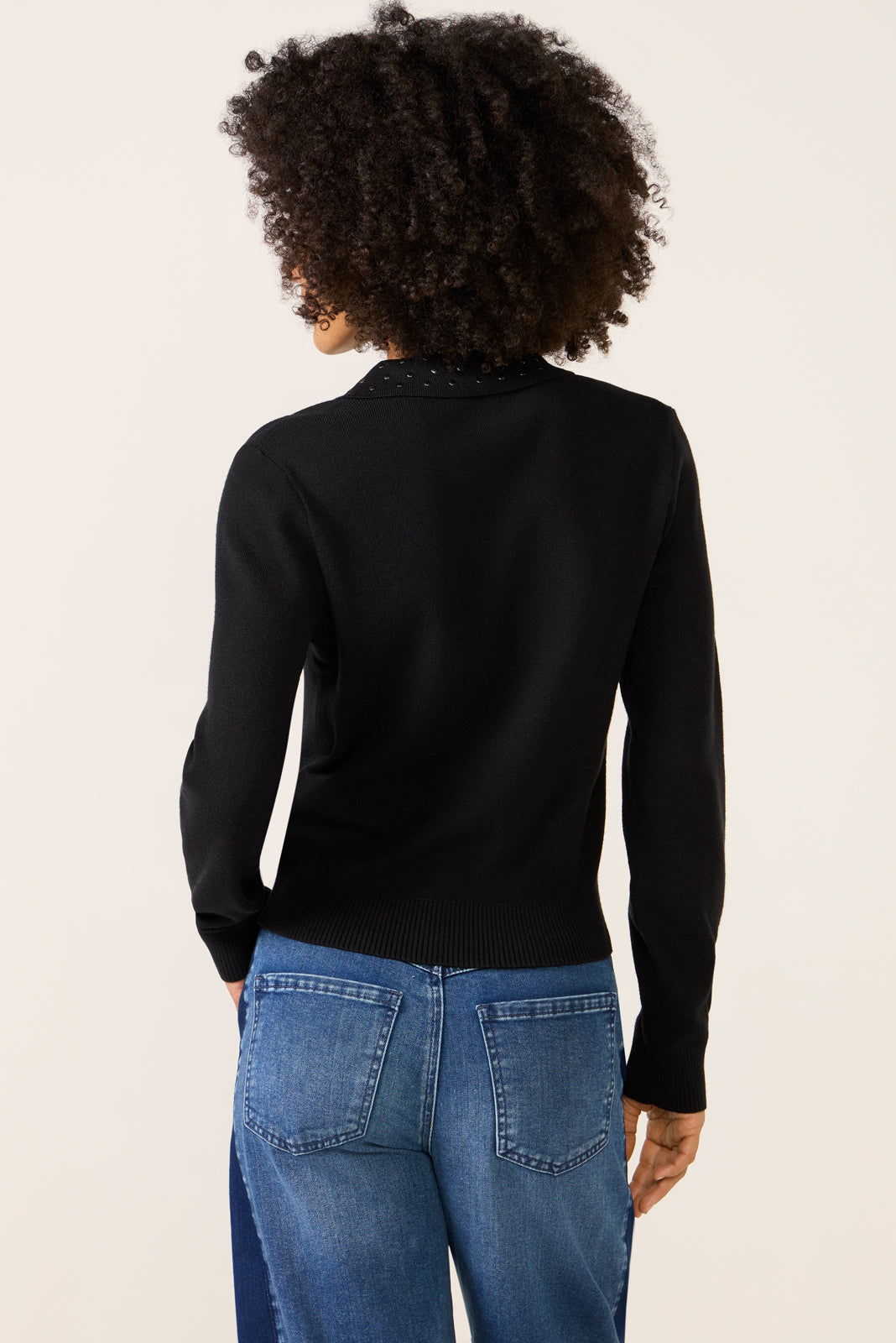 Matty Studded Collar Polo Sweater