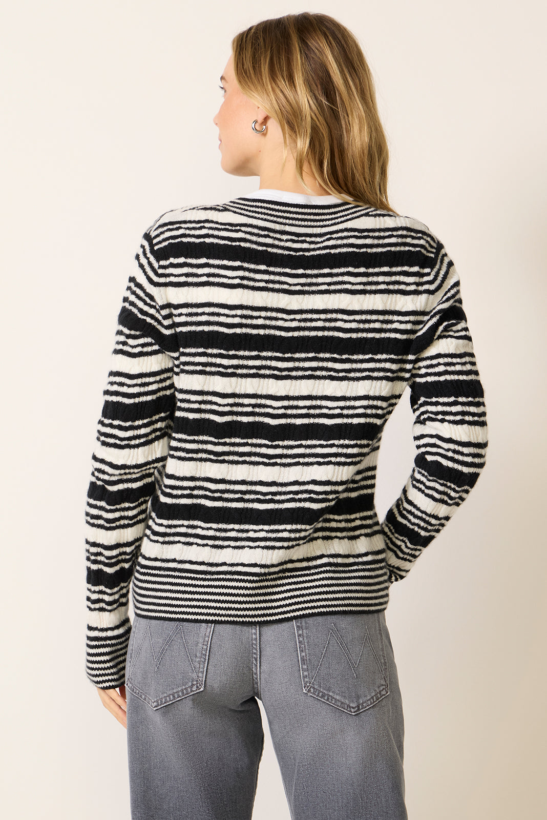 Lettie Striped Cable Cashmere Sweater