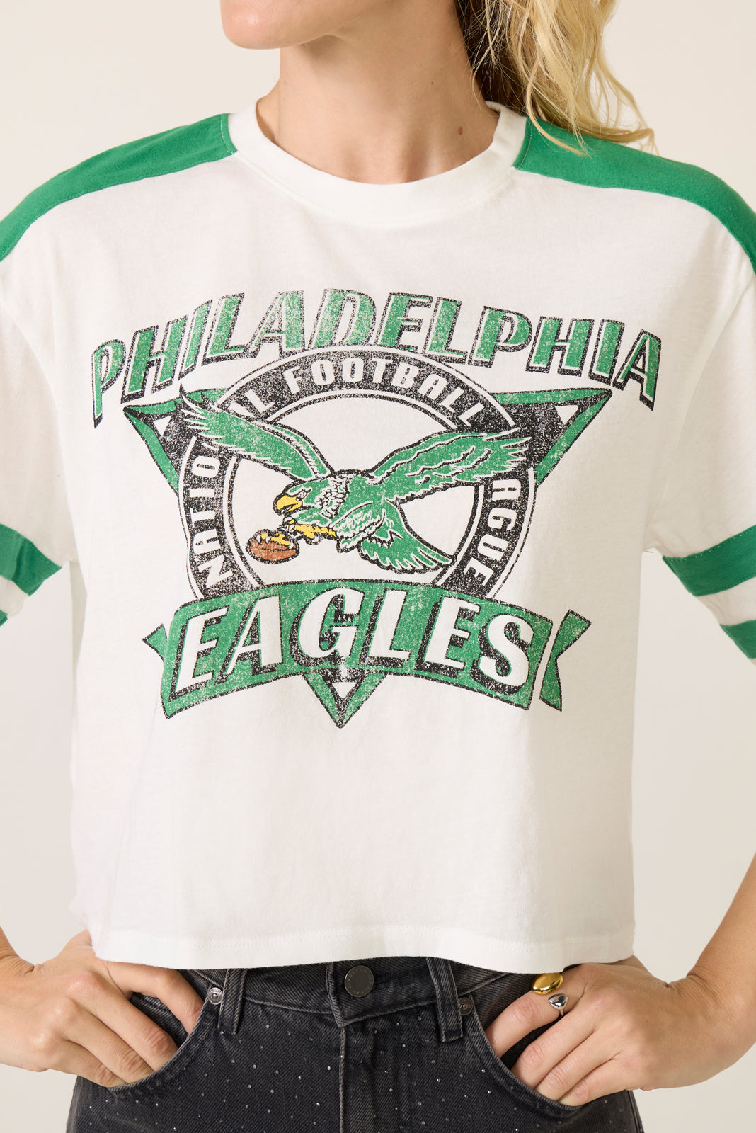 Eagles Stripe Crop Tee