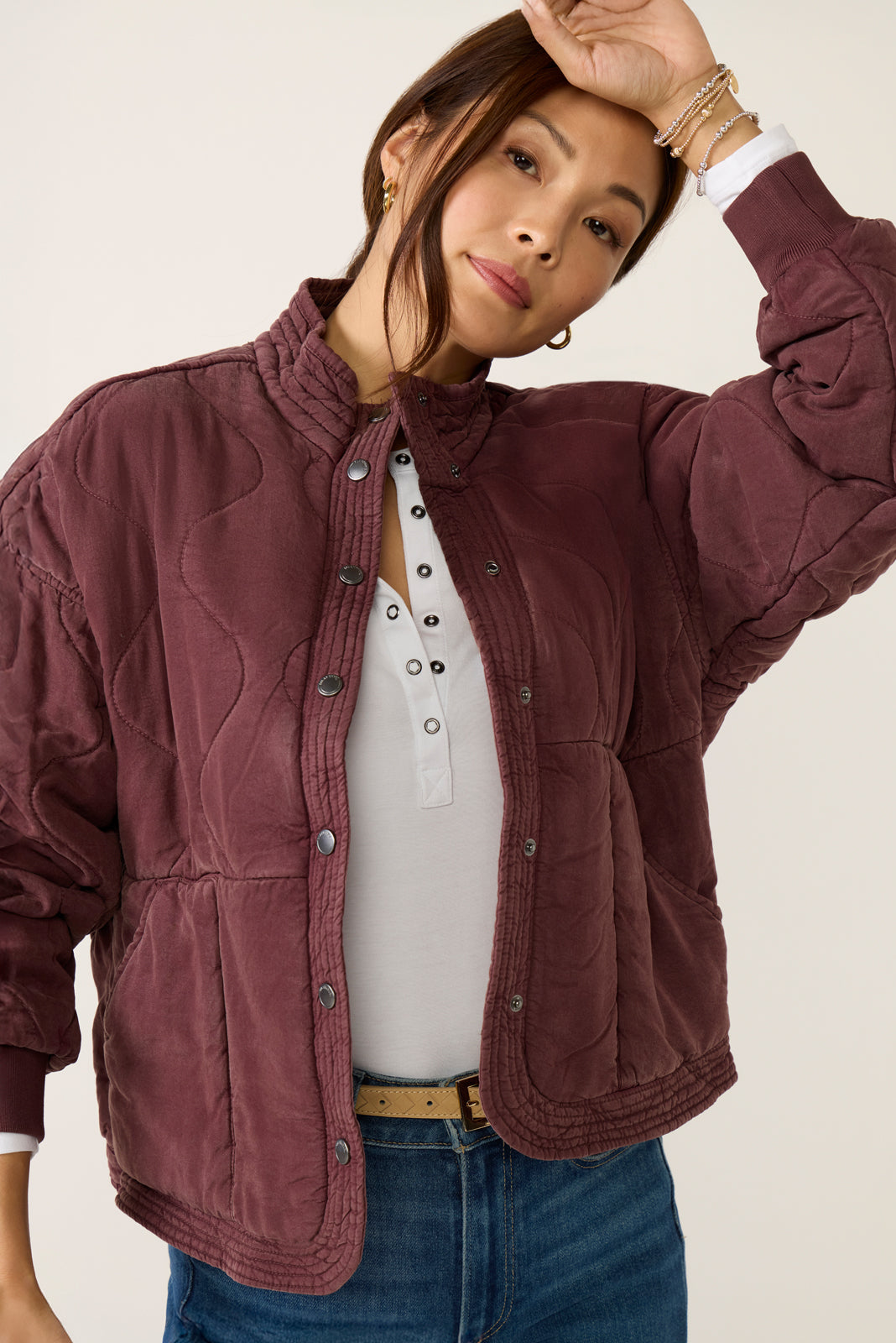 Cranberry Juice Quilted Jacket