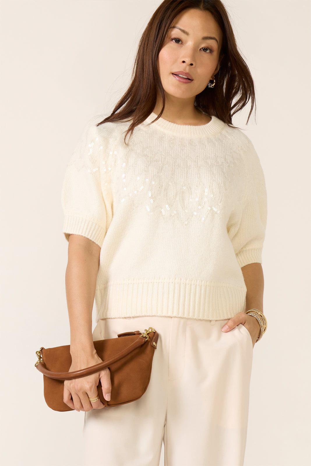 Genevieve Sequins Fairisle Sweater