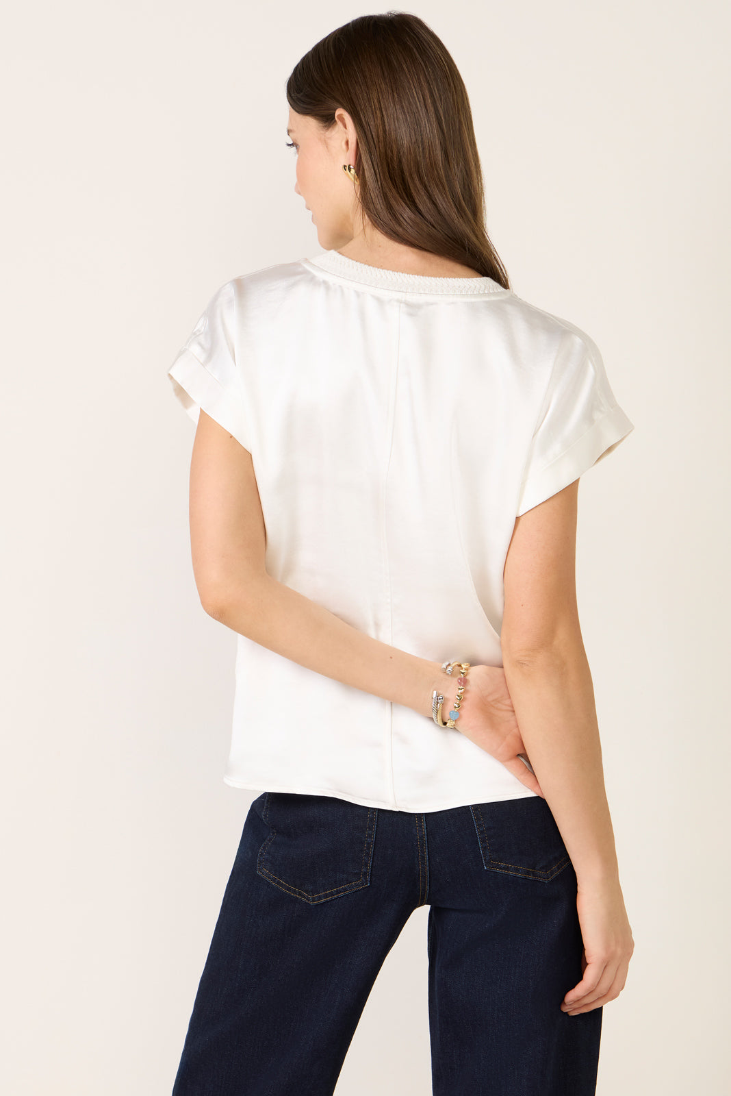 Massi Knitted Neck Satin Tee