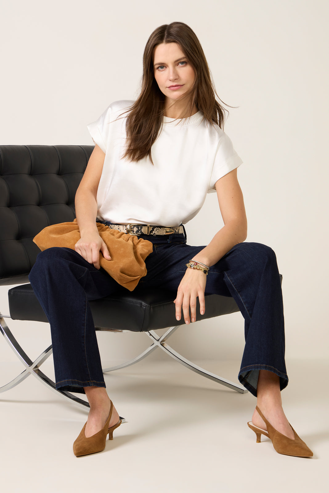 Massi Knitted Neck Satin Tee