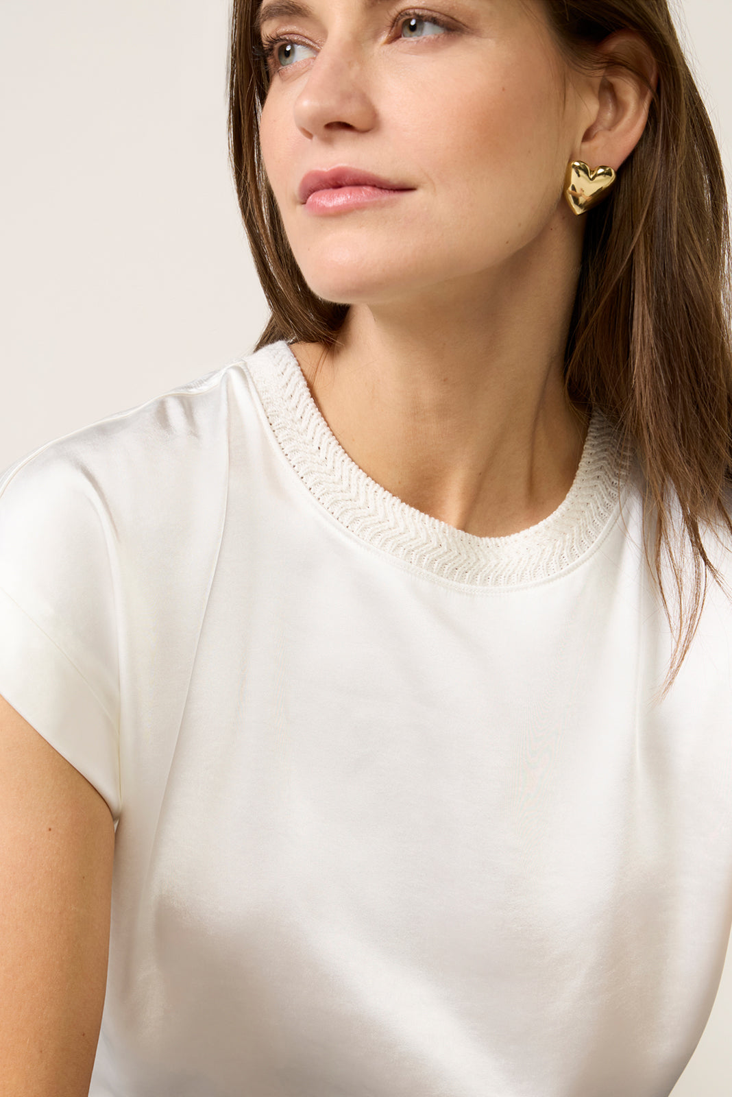 Massi Knitted Neck Satin Tee