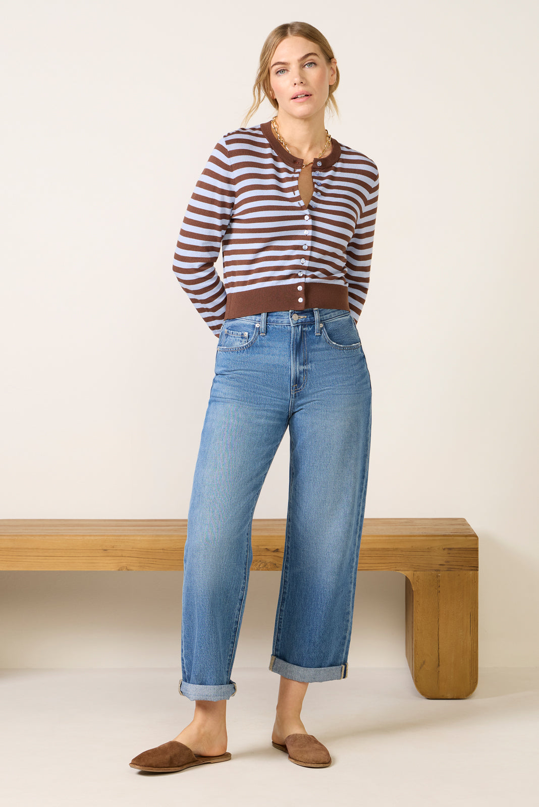 Harlow Striped Button Down Cardigan