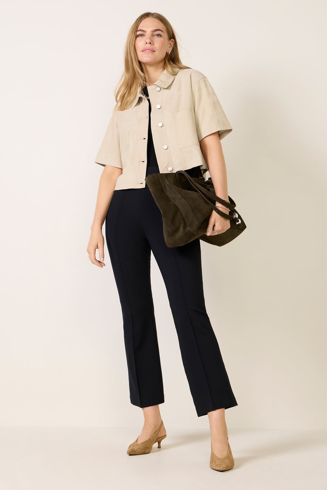 Pintuck Kick Flare Ponte