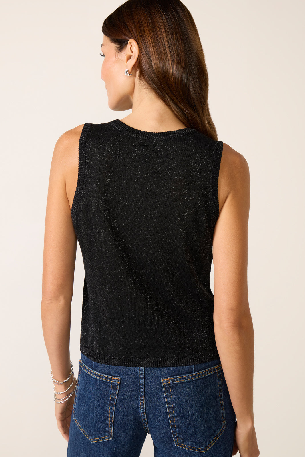 Casey Sheer Cable Metallic Tank