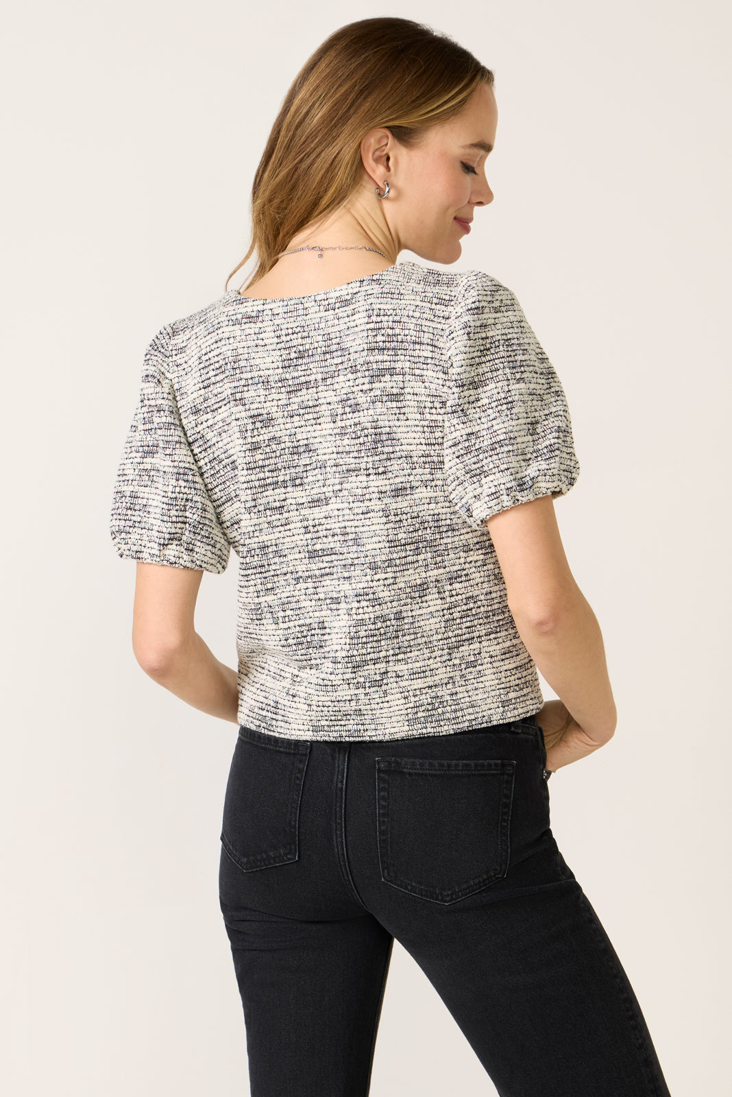 Camille Tweed Puff Sleeve Top