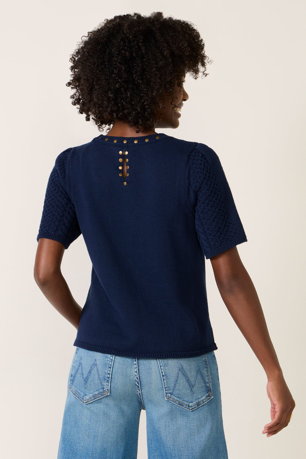 Rhoda Studded Short Sleeve Sweater Top