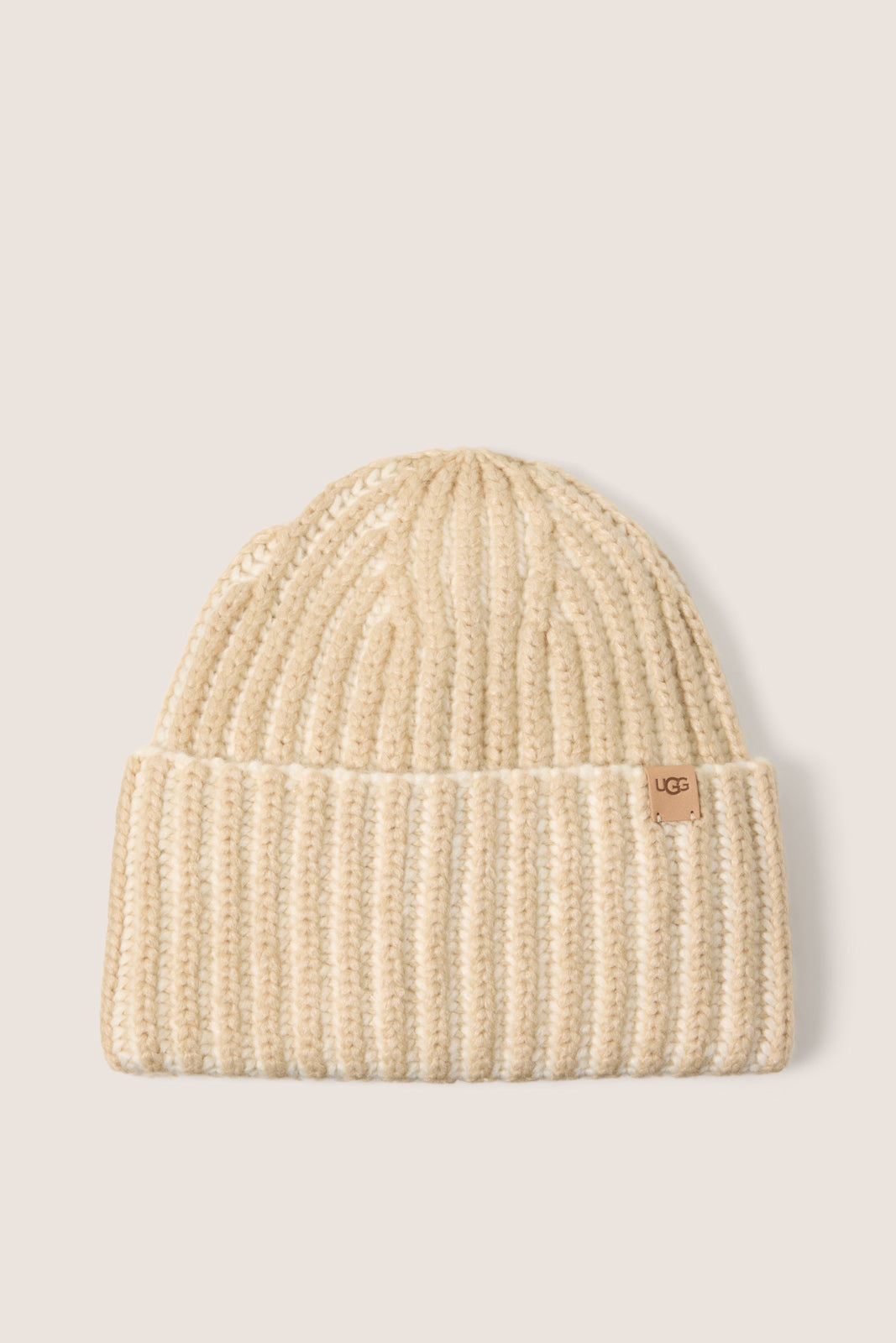 Chunky Knit Beanie in Cream and Brown Brown and Cream Beanie With Faux Fur Pompom, Chunky Brown  main image 4