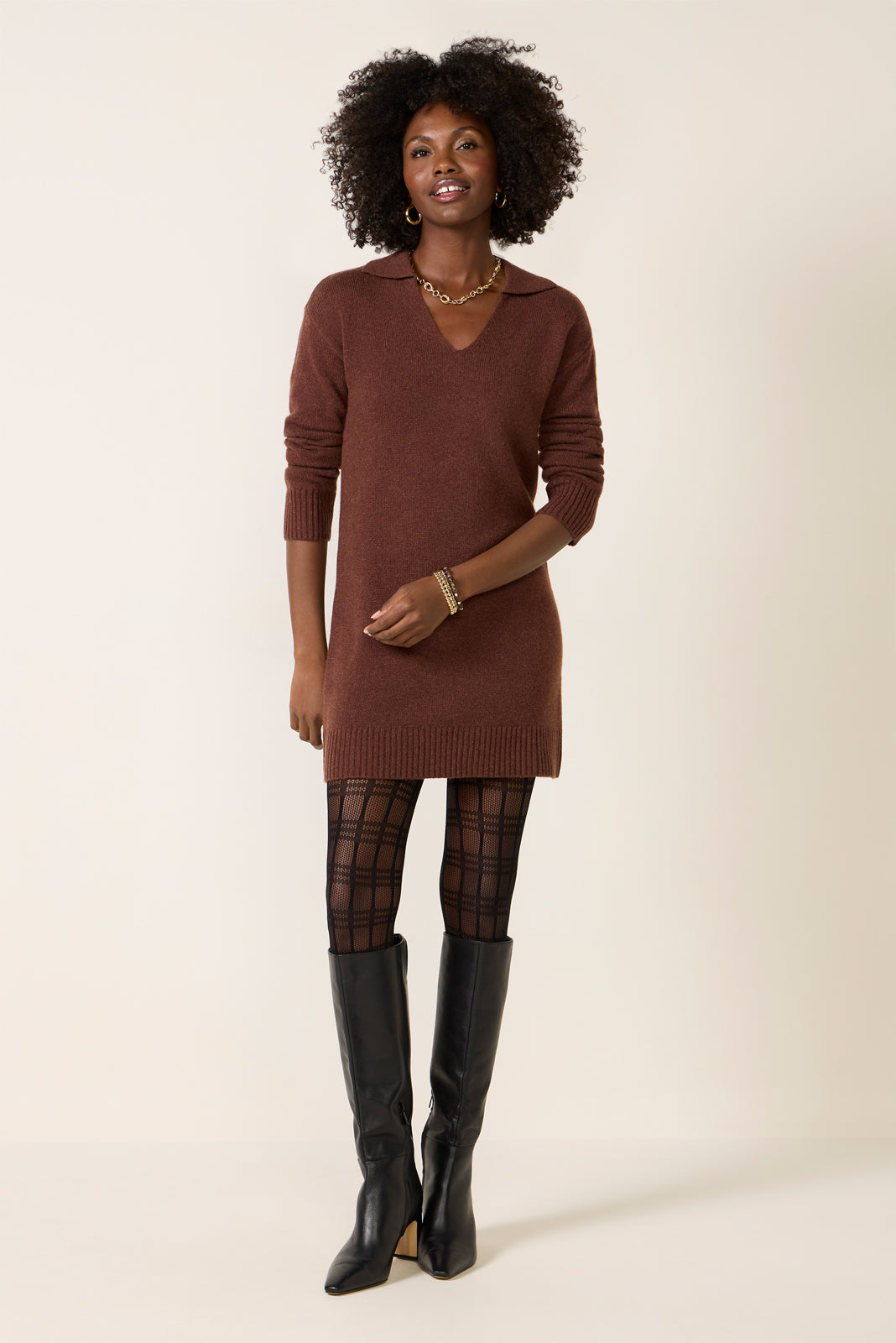 Collared Pullover Sweater Dress