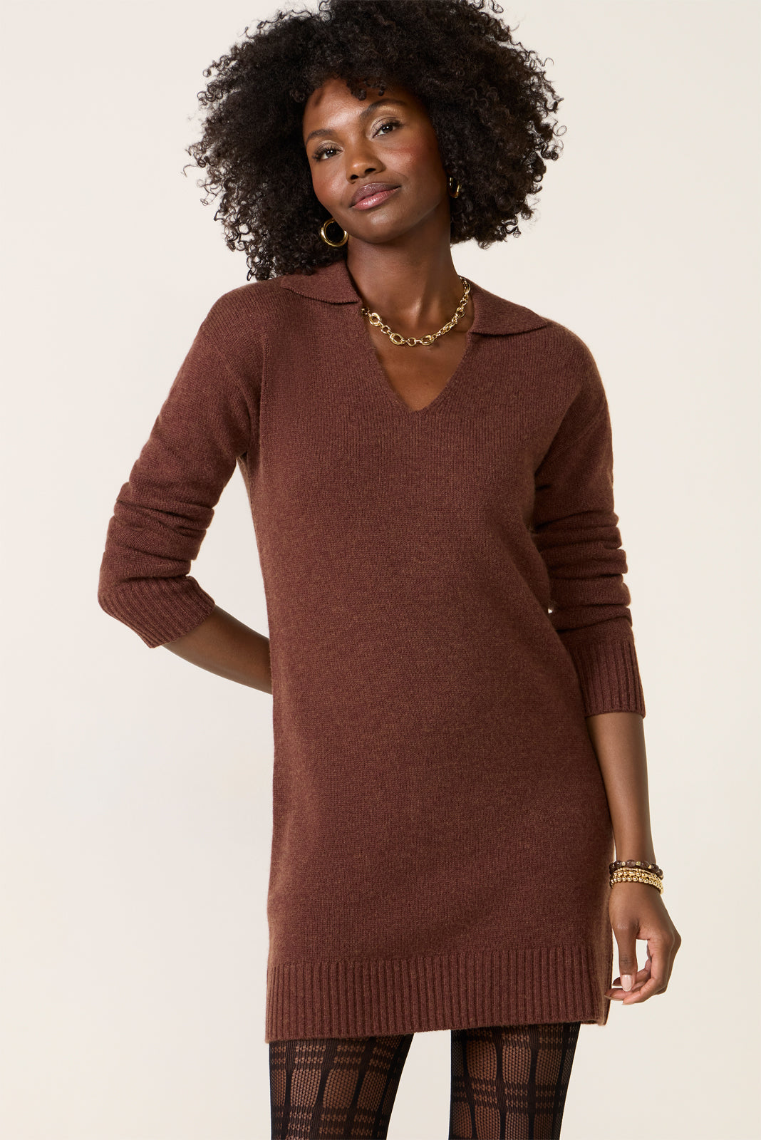 Collared Pullover Sweater Dress