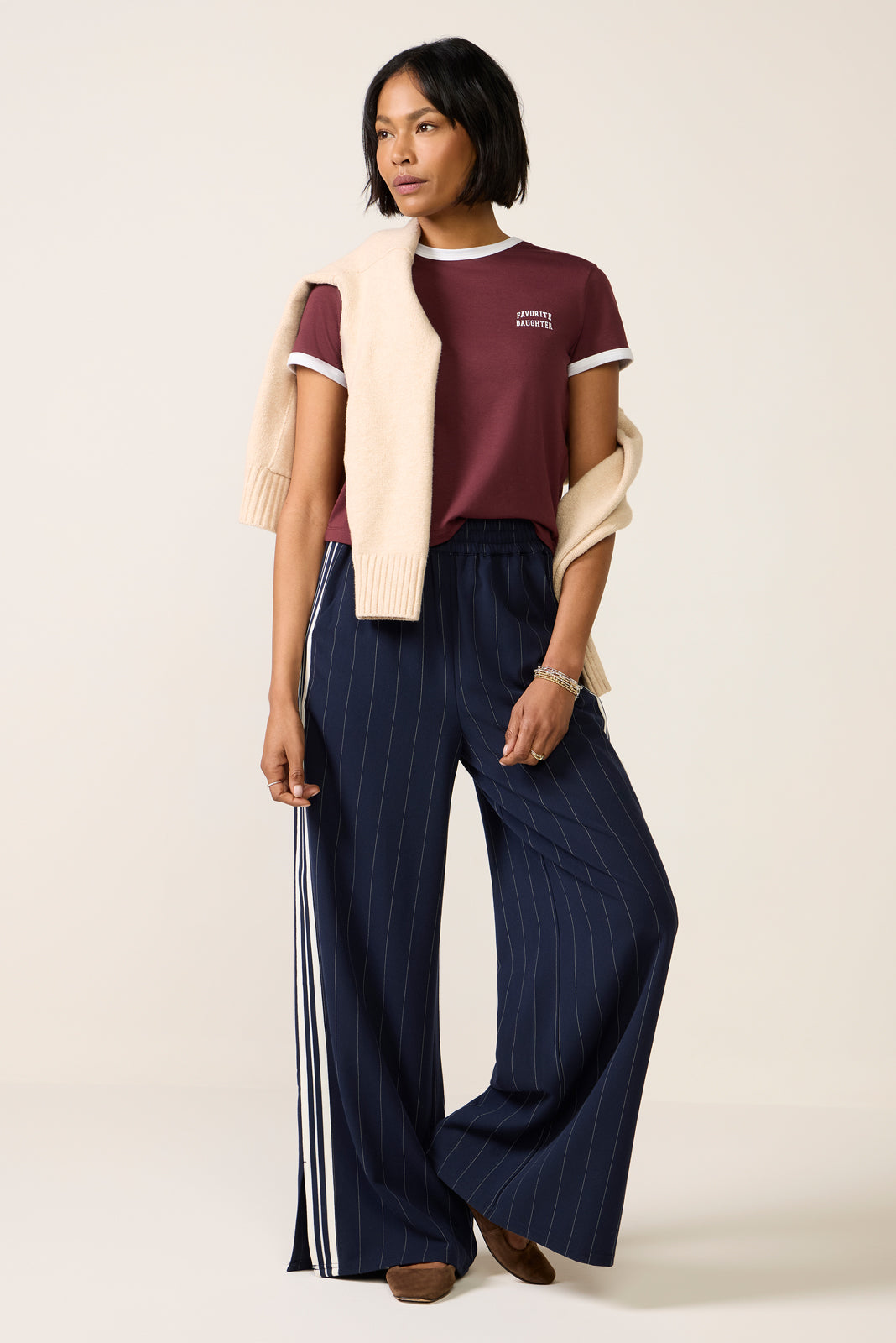 Chest Logo Cropped Ringer Tee