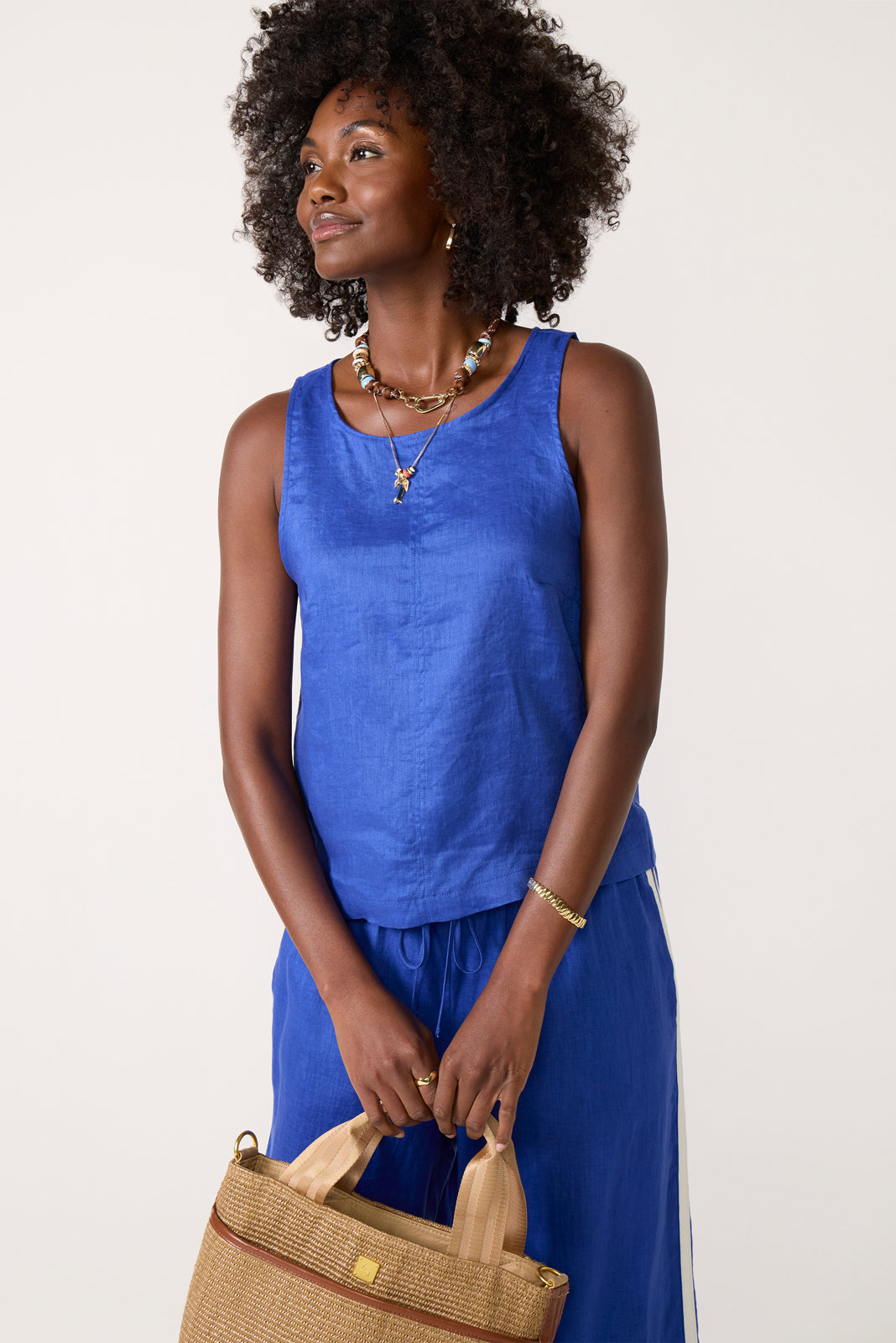 Z SUPPLY Women's Tessa Linen Shell Top, Size Large, Blue