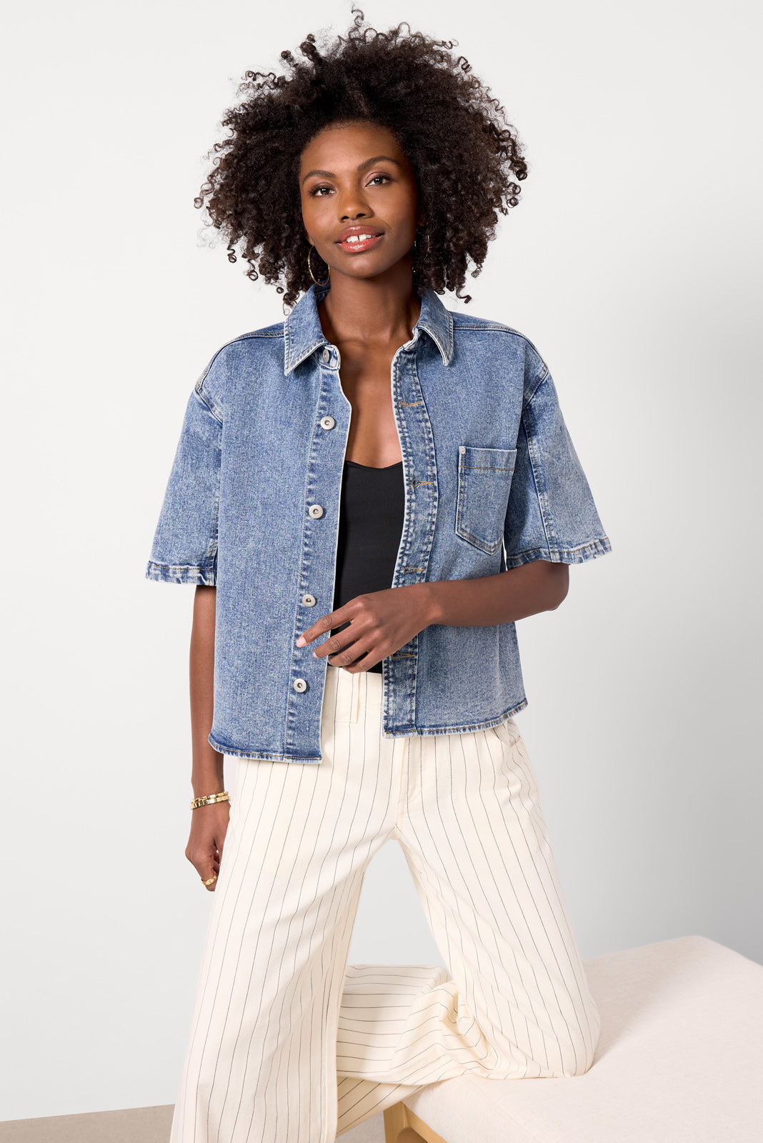 Rachel Denim Short Sleeve Shirt