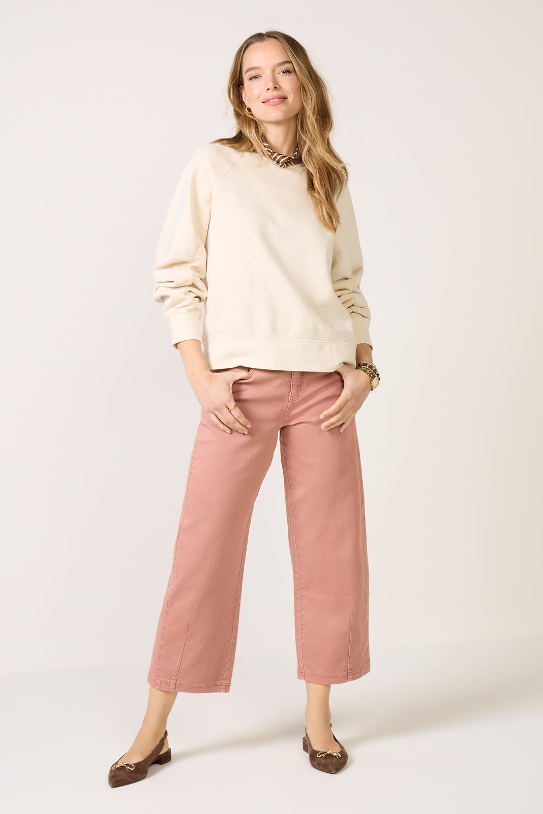 Shirred Sleeve Sweatshirt