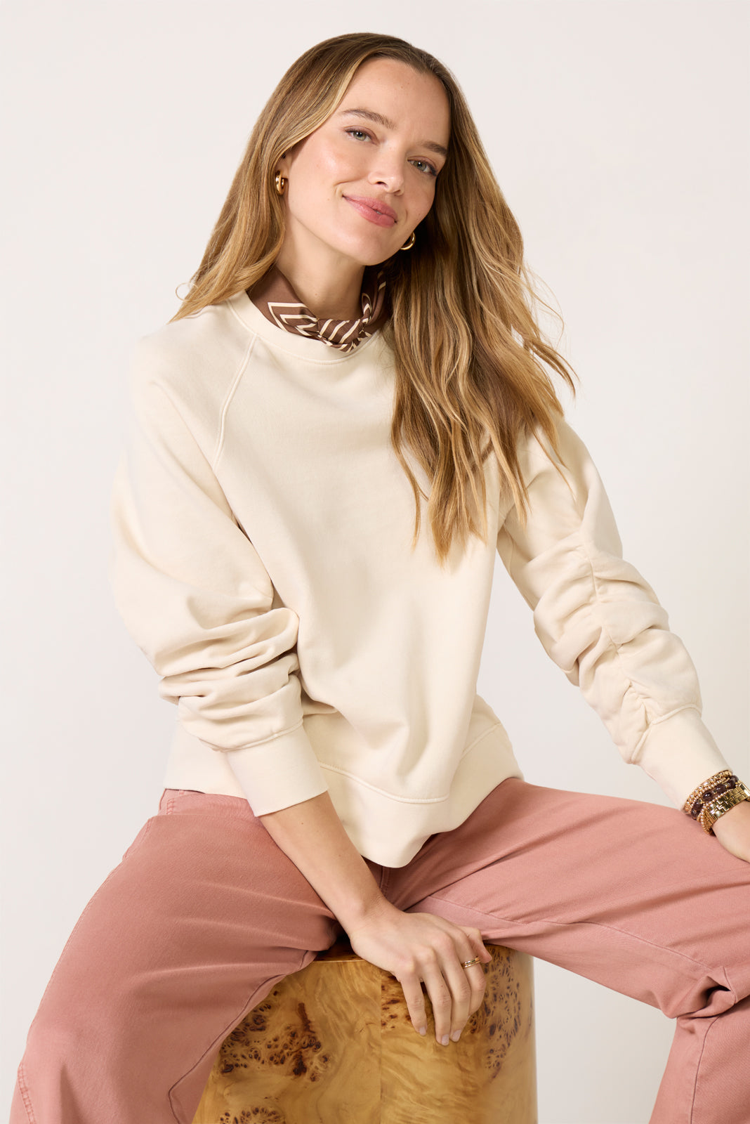 Shirred Sleeve Sweatshirt