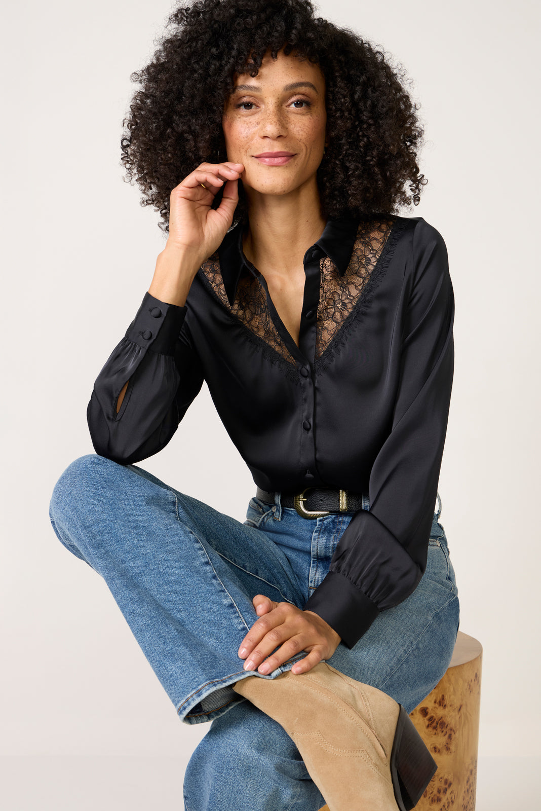black lace dress shirt Linus Lace Shirt