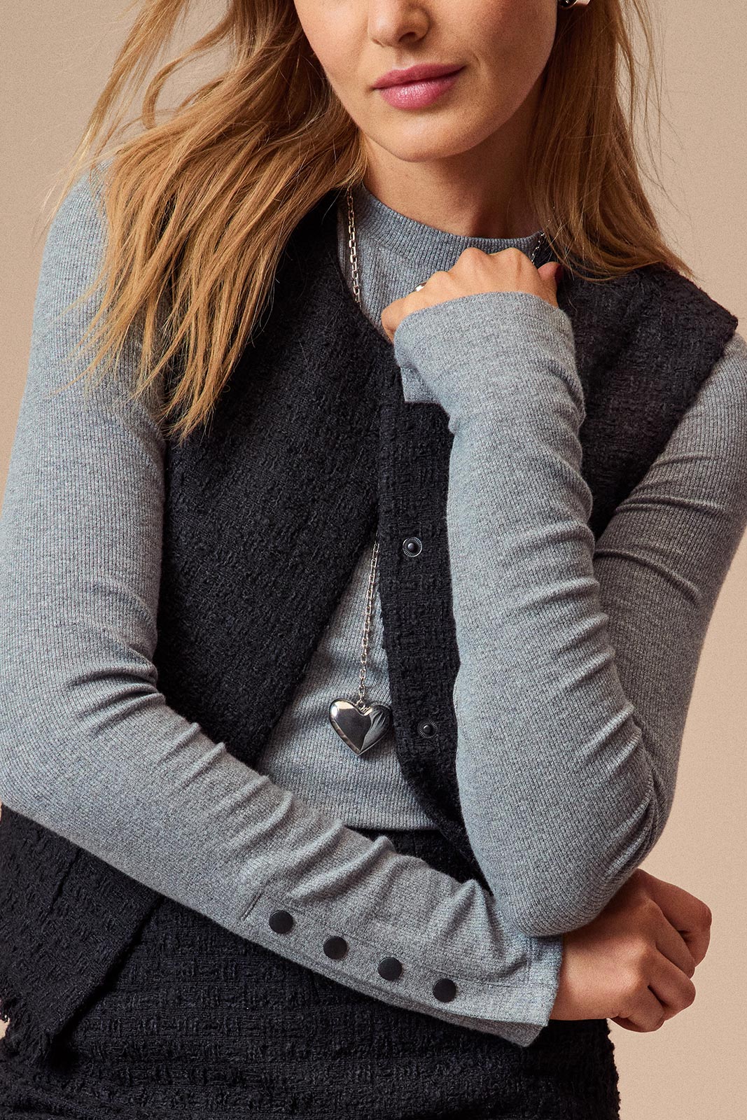 Winona Black Tweed Vest