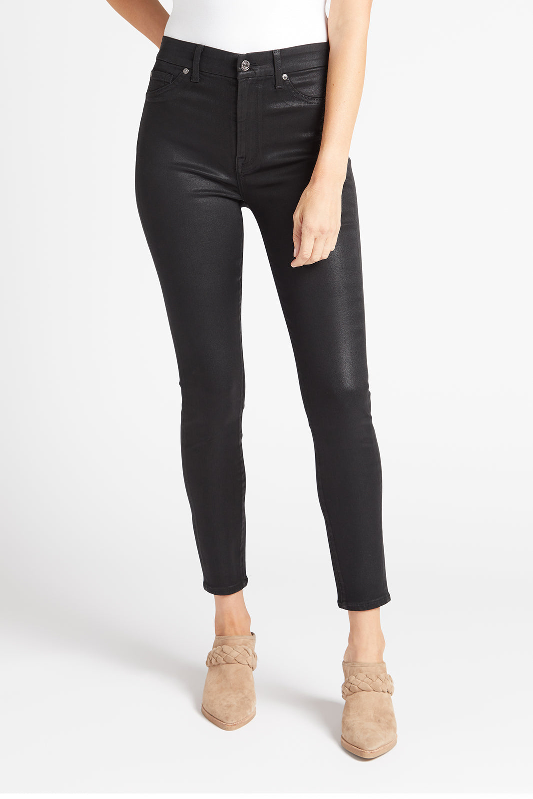 Coated High Waist Ankle Skinny