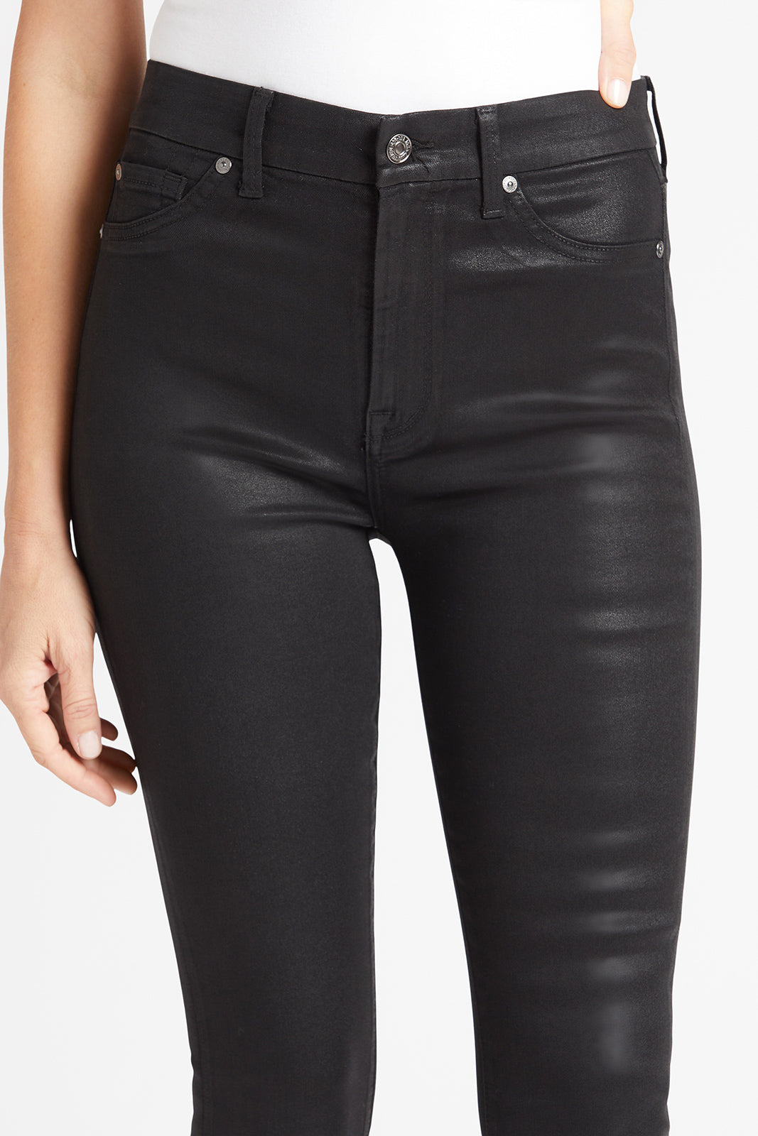 Coated High Waist Ankle Skinny