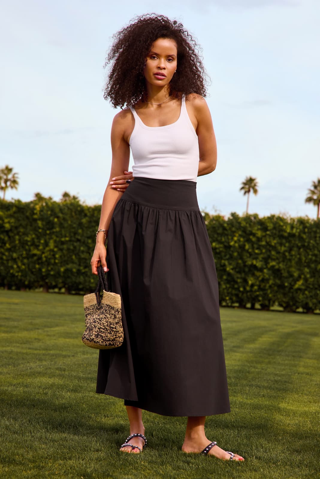 EVEREVE Women's Sarah Poplin Maxi Skirt, Size Large, Black EVEREVE Women's Sarah Poplin Maxi Skirt, Size Large, Black