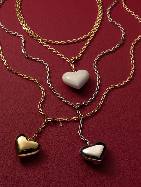 Image of several heart pendant necklaces