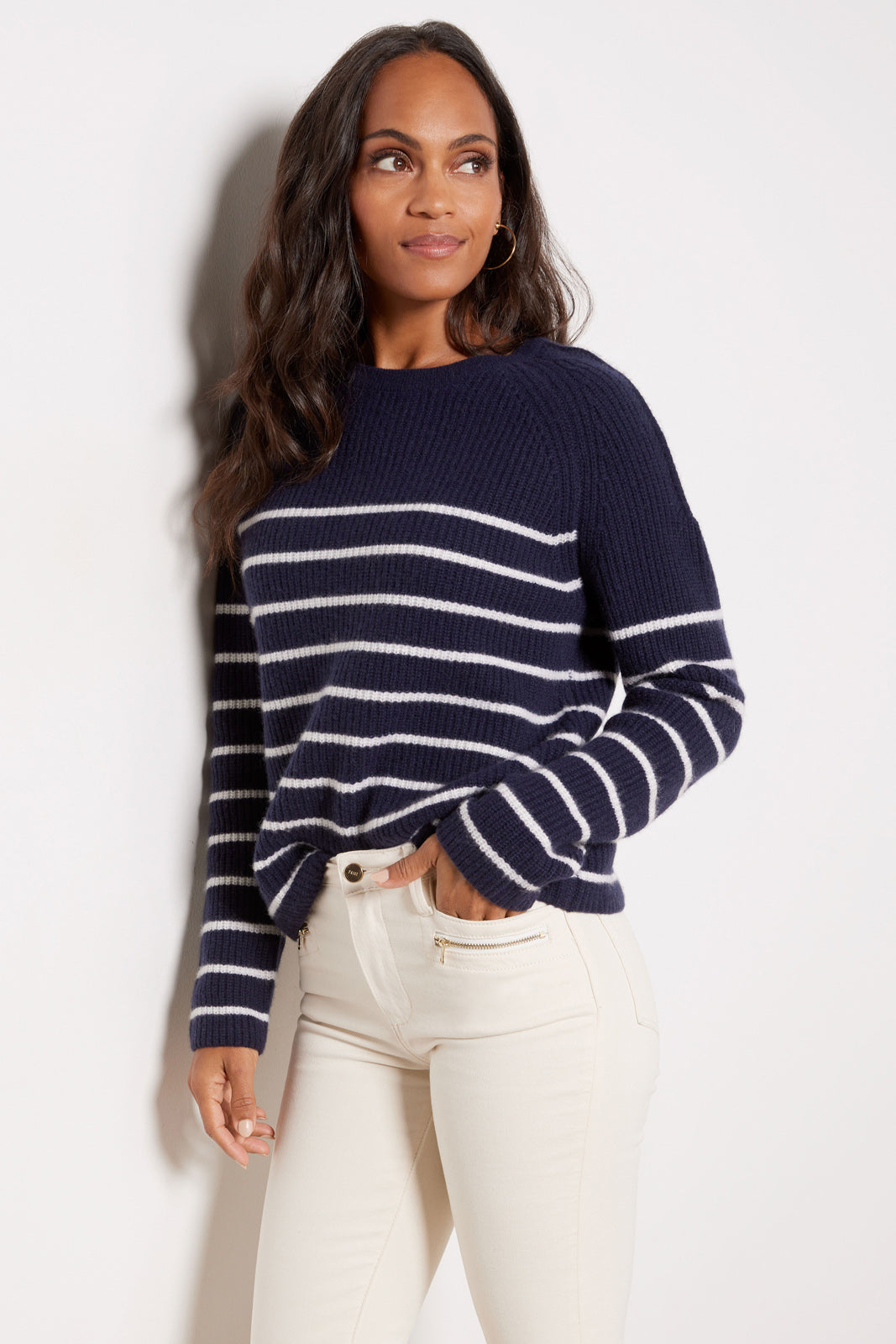 Campbell Cashmere Stripe Pullover - Main Image
