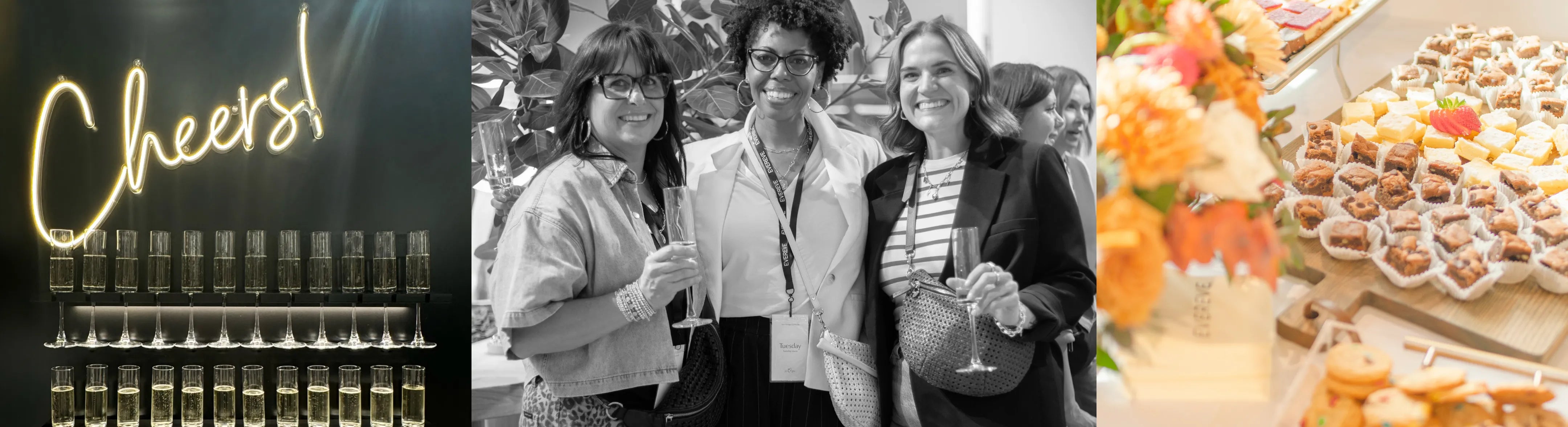 Images of women at an EVEREVE style social party.