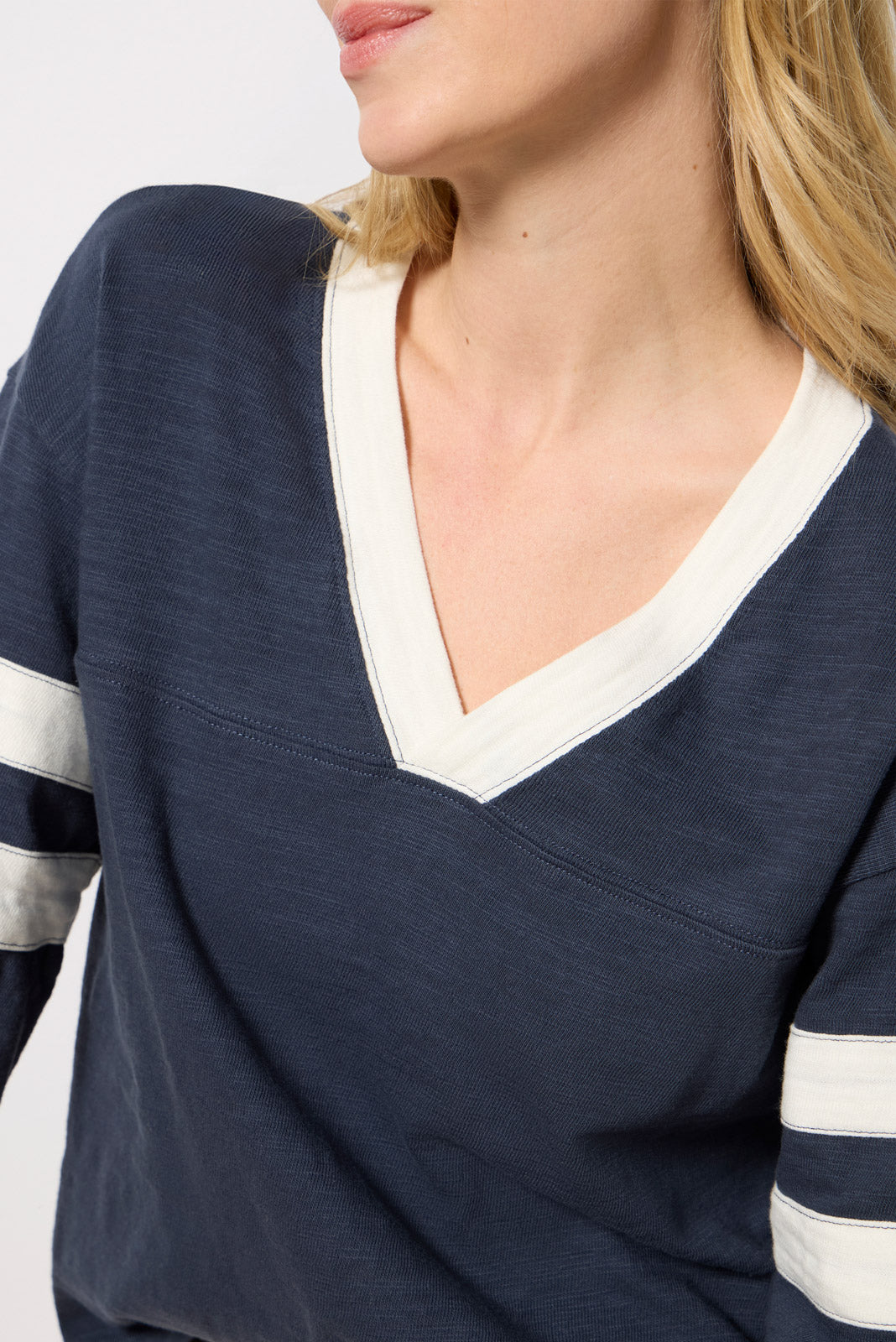 Sunwashed Slub V Neck Top