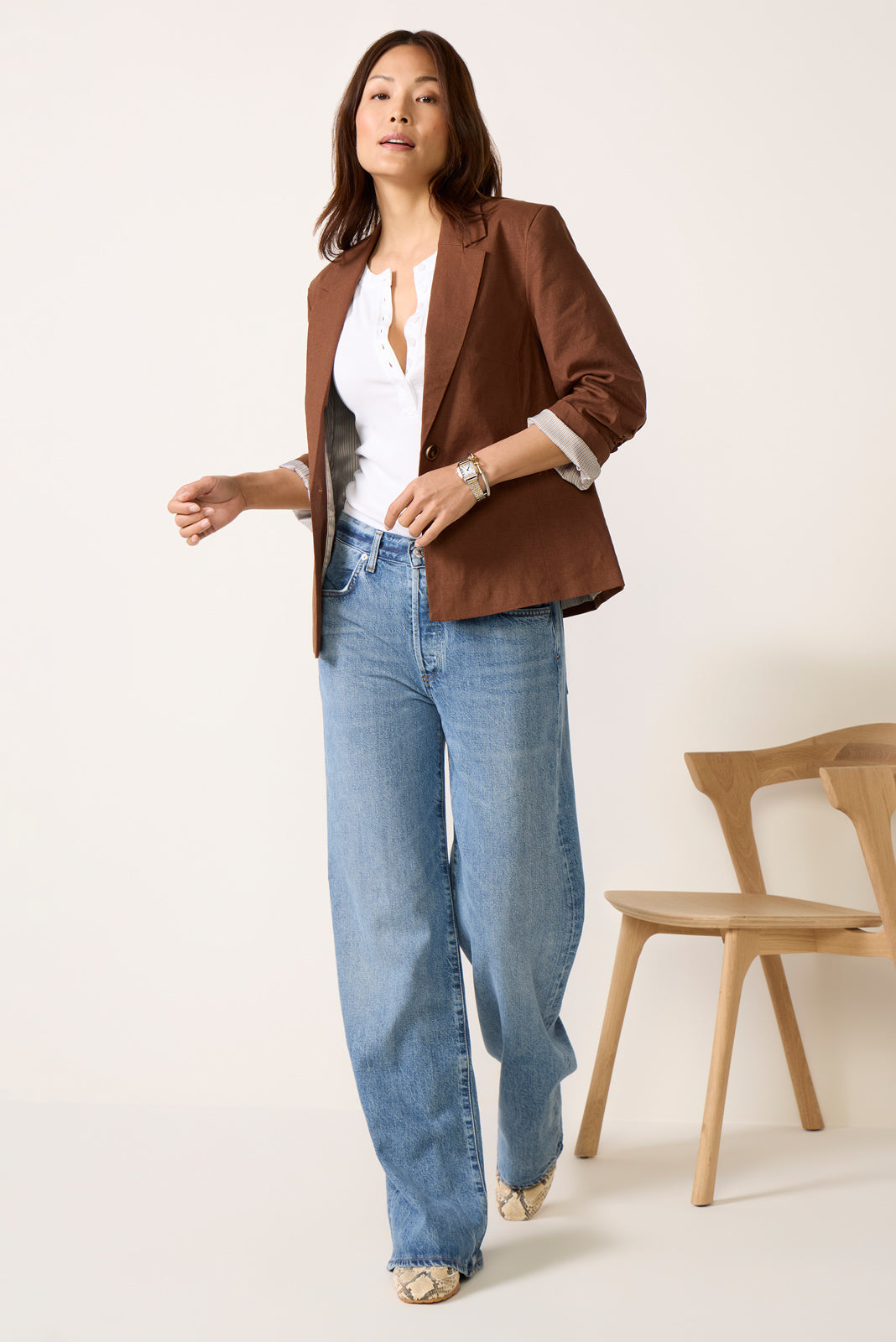 Asher Roll Sleeve Blazer