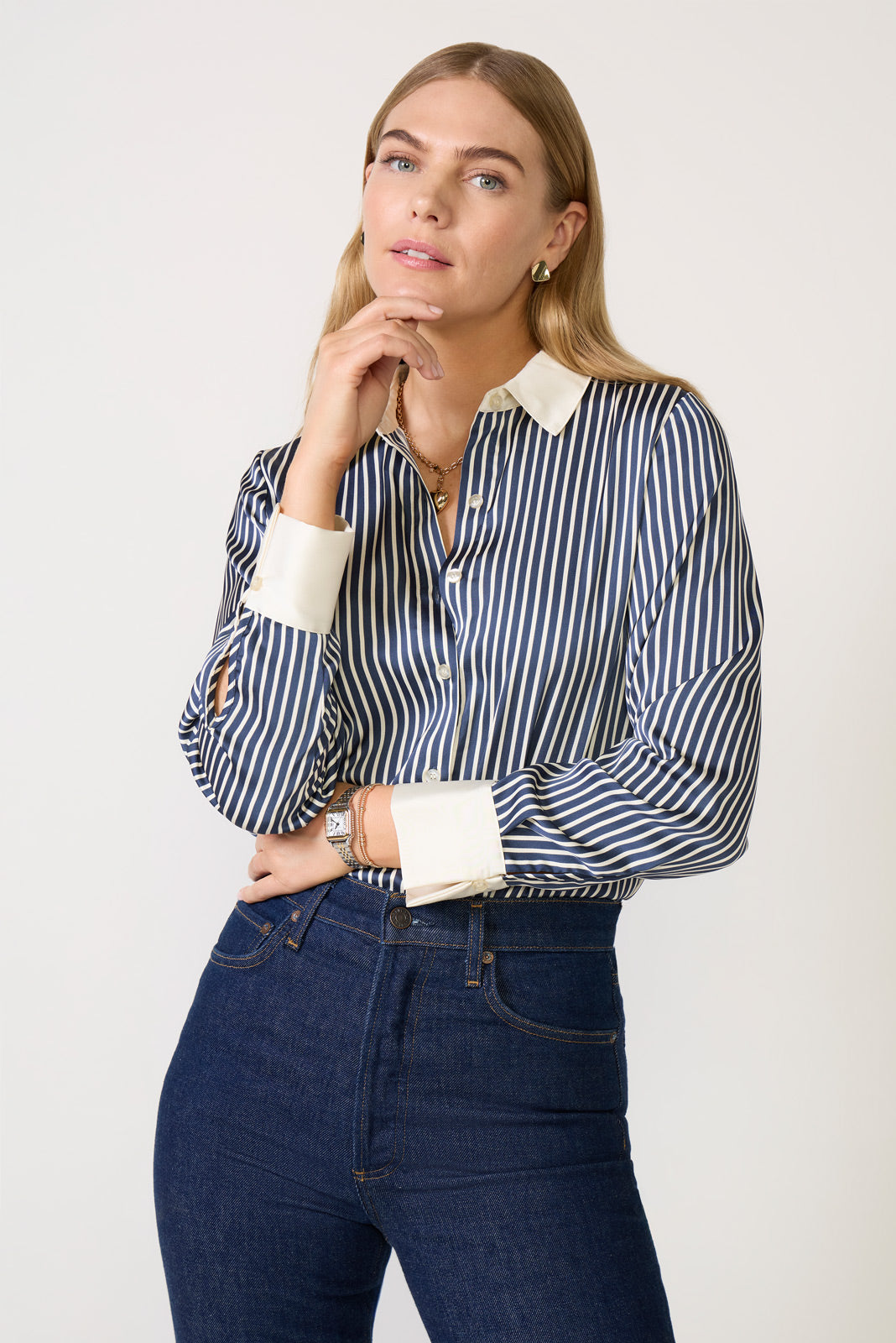 Julia Stripe Satin Shirt