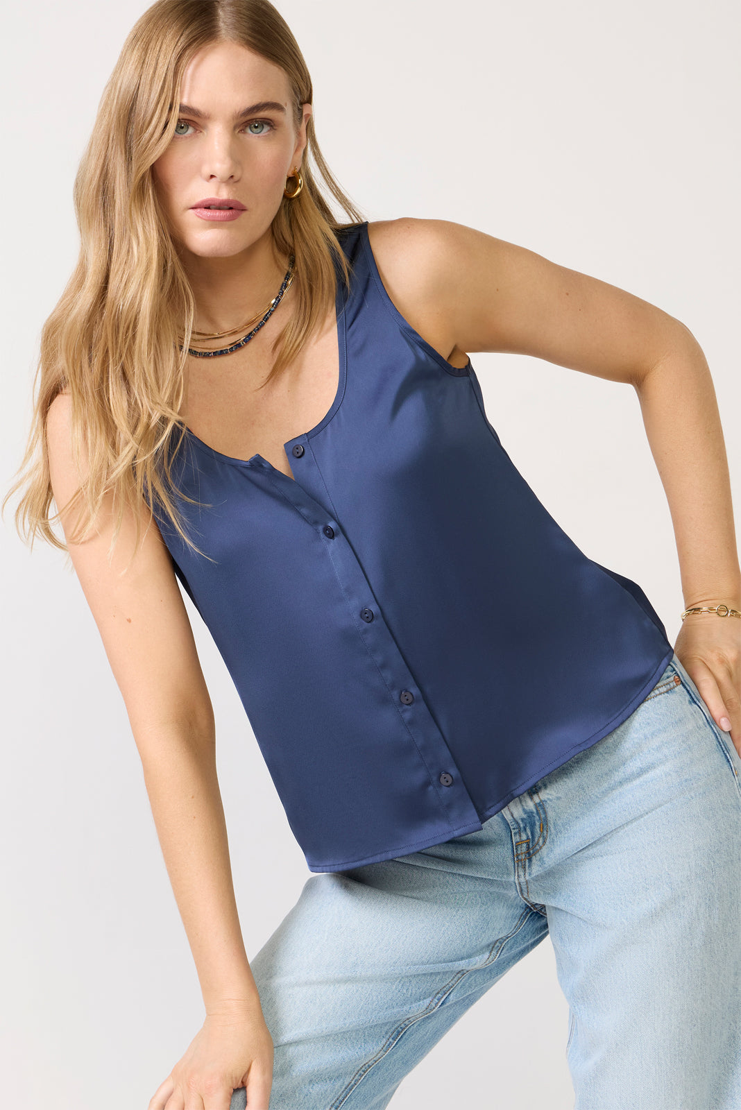 【kyon.01 】AMERI CLARA SATIN TANK TOP Callan Satin Tank