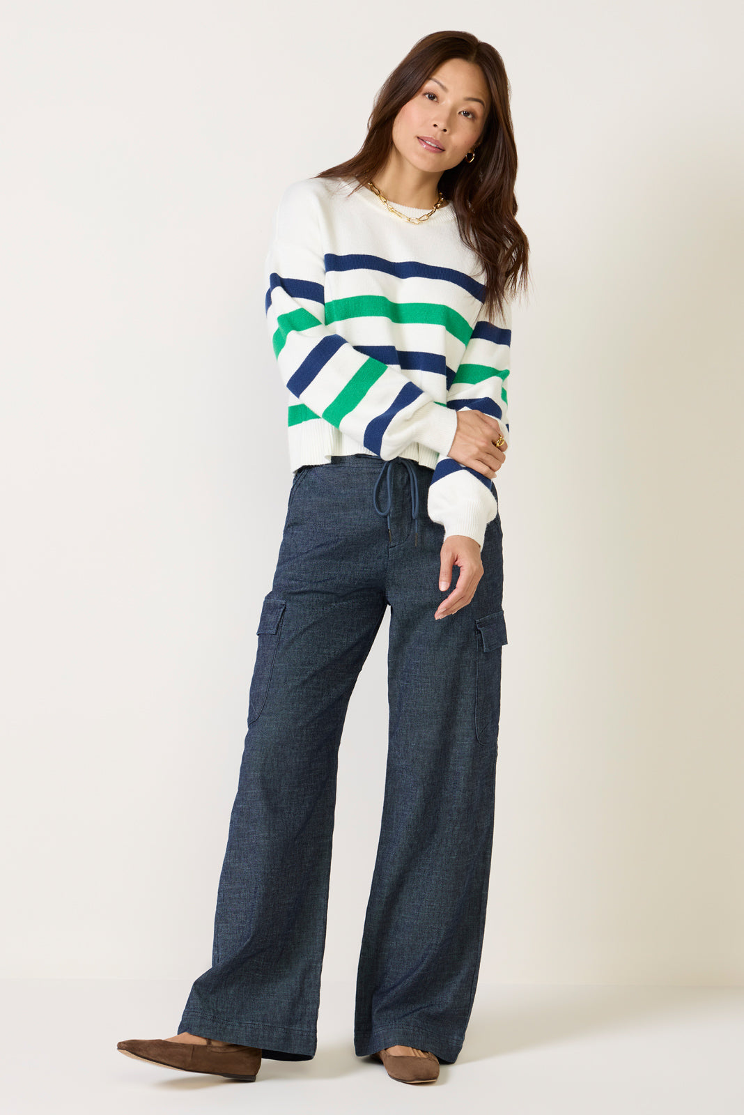 Skye Volume Sleeve Striped Sweater