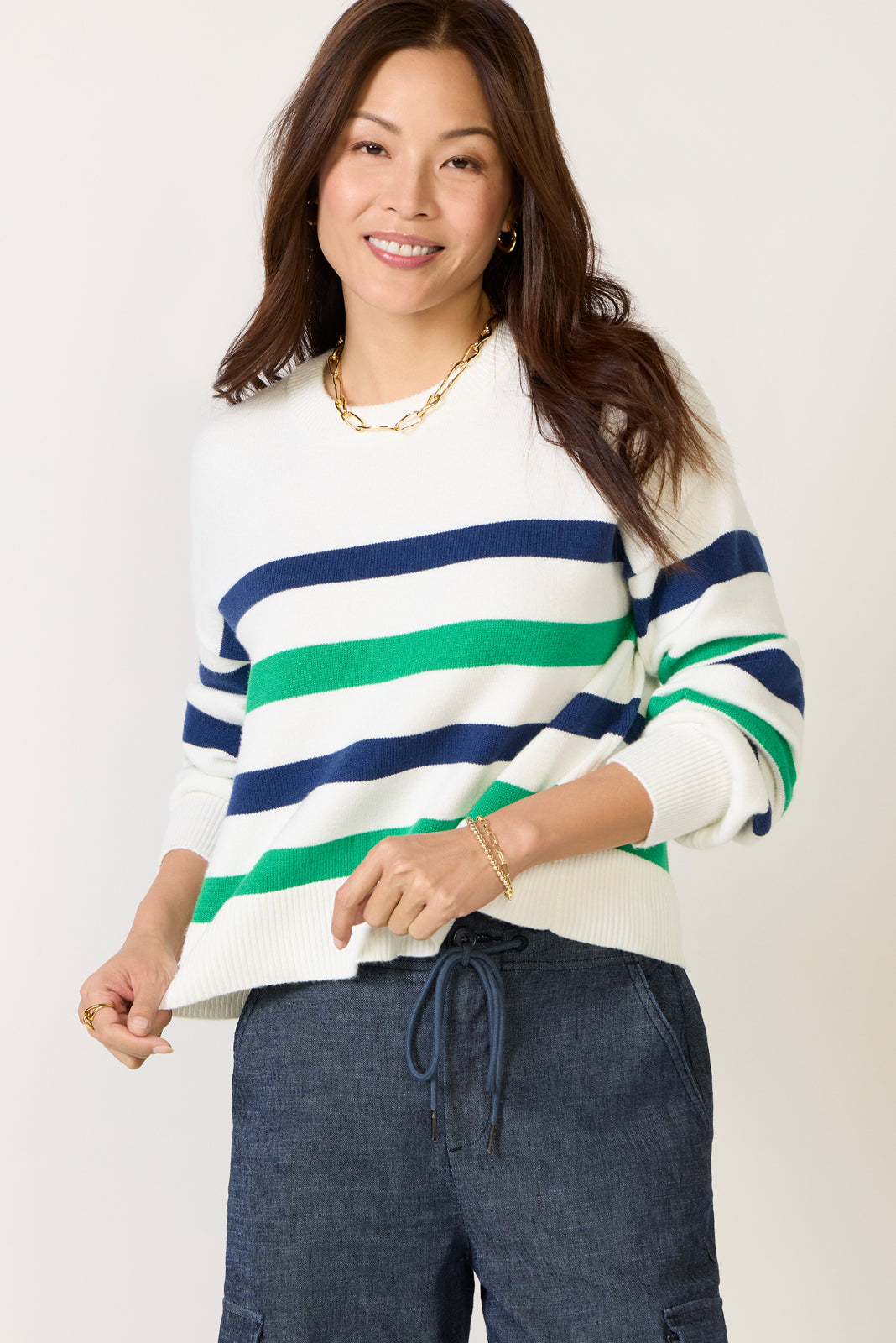Skye Volume Sleeve Striped Sweater