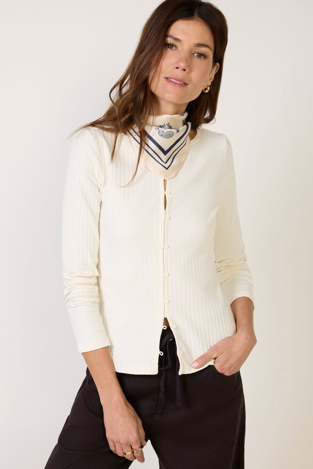 Button Front Rib Top
